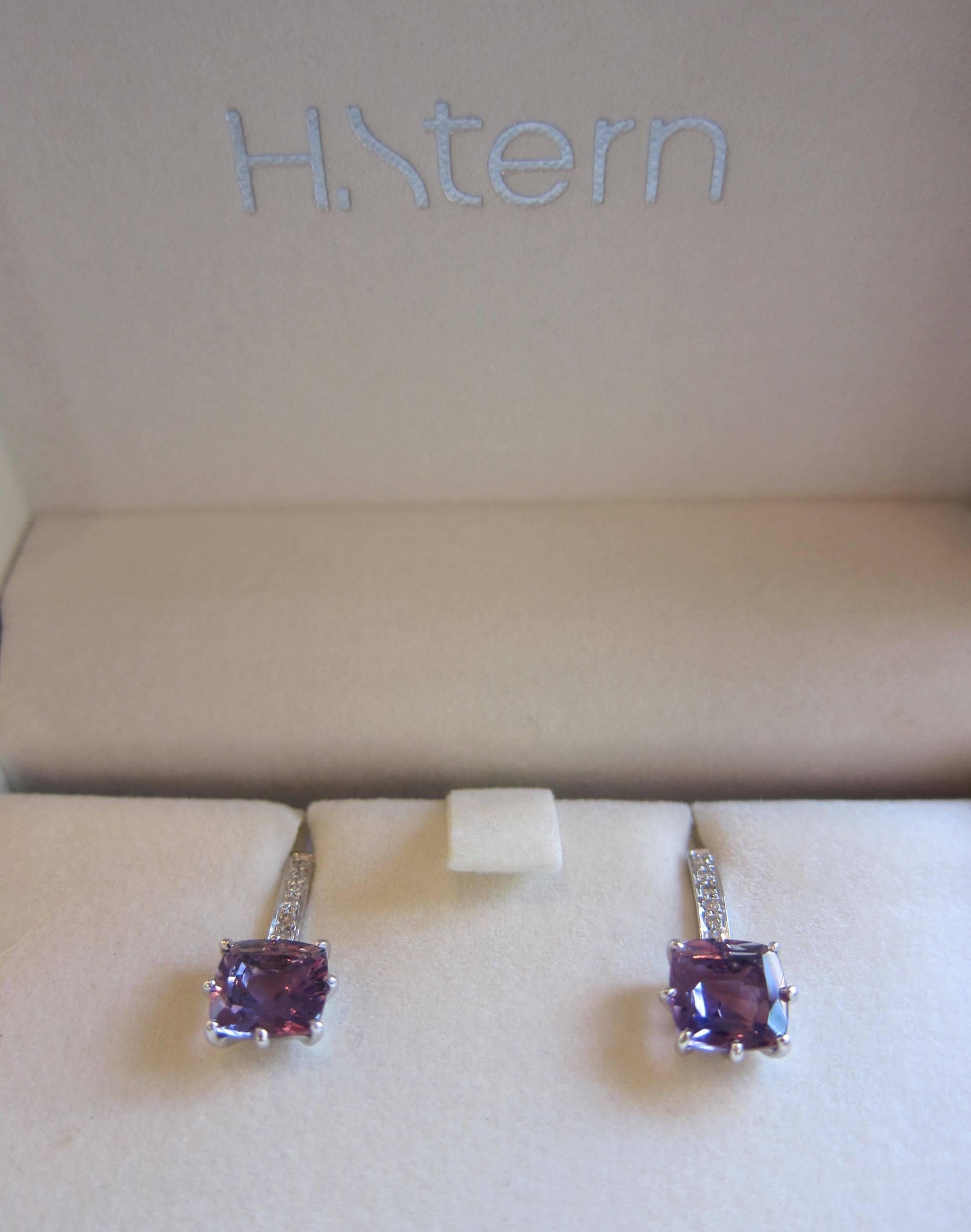 Women's H.Stern Amethyst and Diamonds 18 Karat Earrings Drops