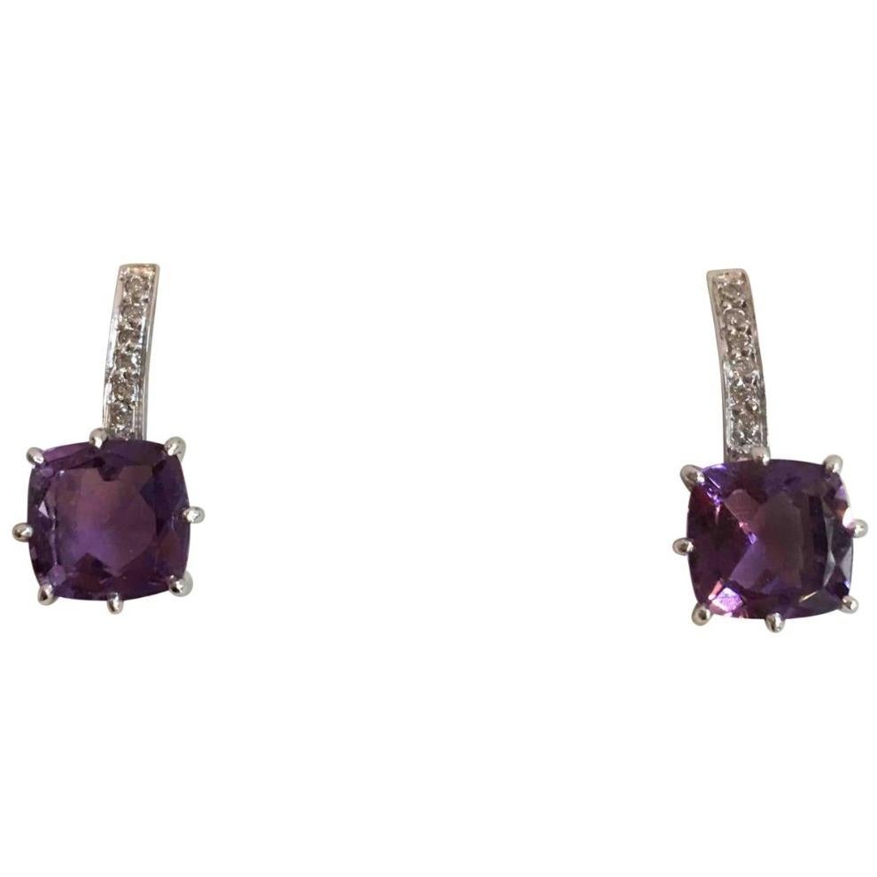 H.Stern Amethyst and Diamonds 18 Karat Earrings Drops