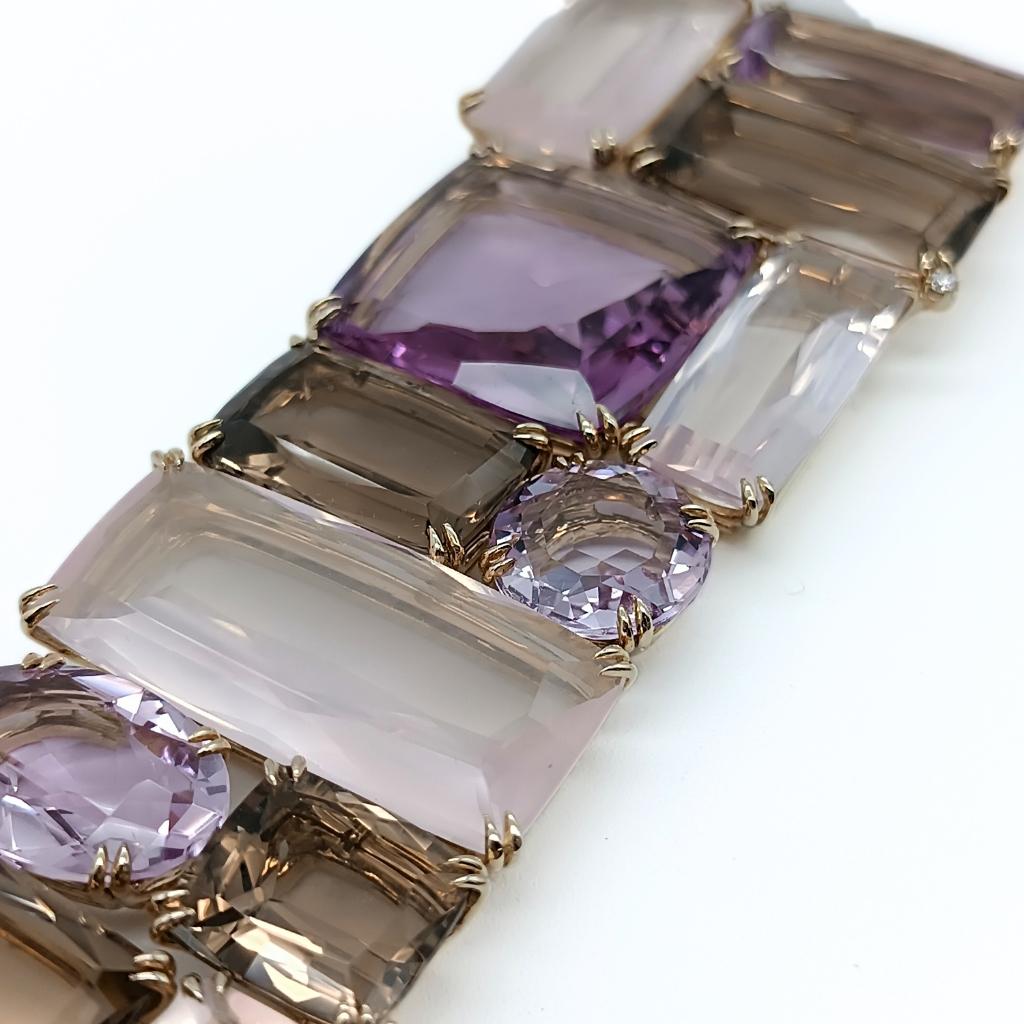 H.Stern bracelet noble gold with amethys , quartz and diamonds For Sale 2