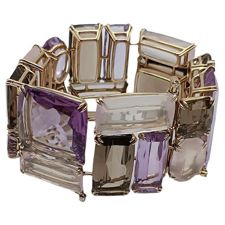 H.Stern bracelet noble gold with amethys , quartz and diamonds For Sale