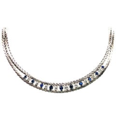 H.STERN Company 18 Karat White Gold Sapphire and Diamond Necklace