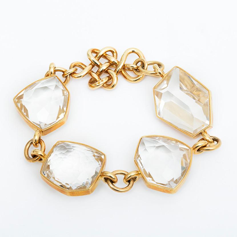 Contemporary H.Stern DVF 221.10 Carat Rock Crystal 18 Karat Gold Bracelet For Sale