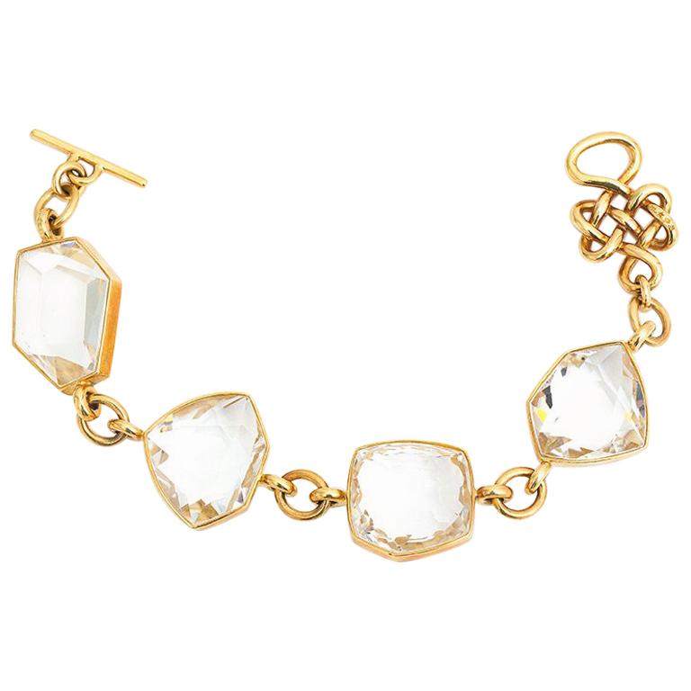 H.Stern DVF 221.10 Carat Rock Crystal 18 Karat Gold Bracelet For Sale