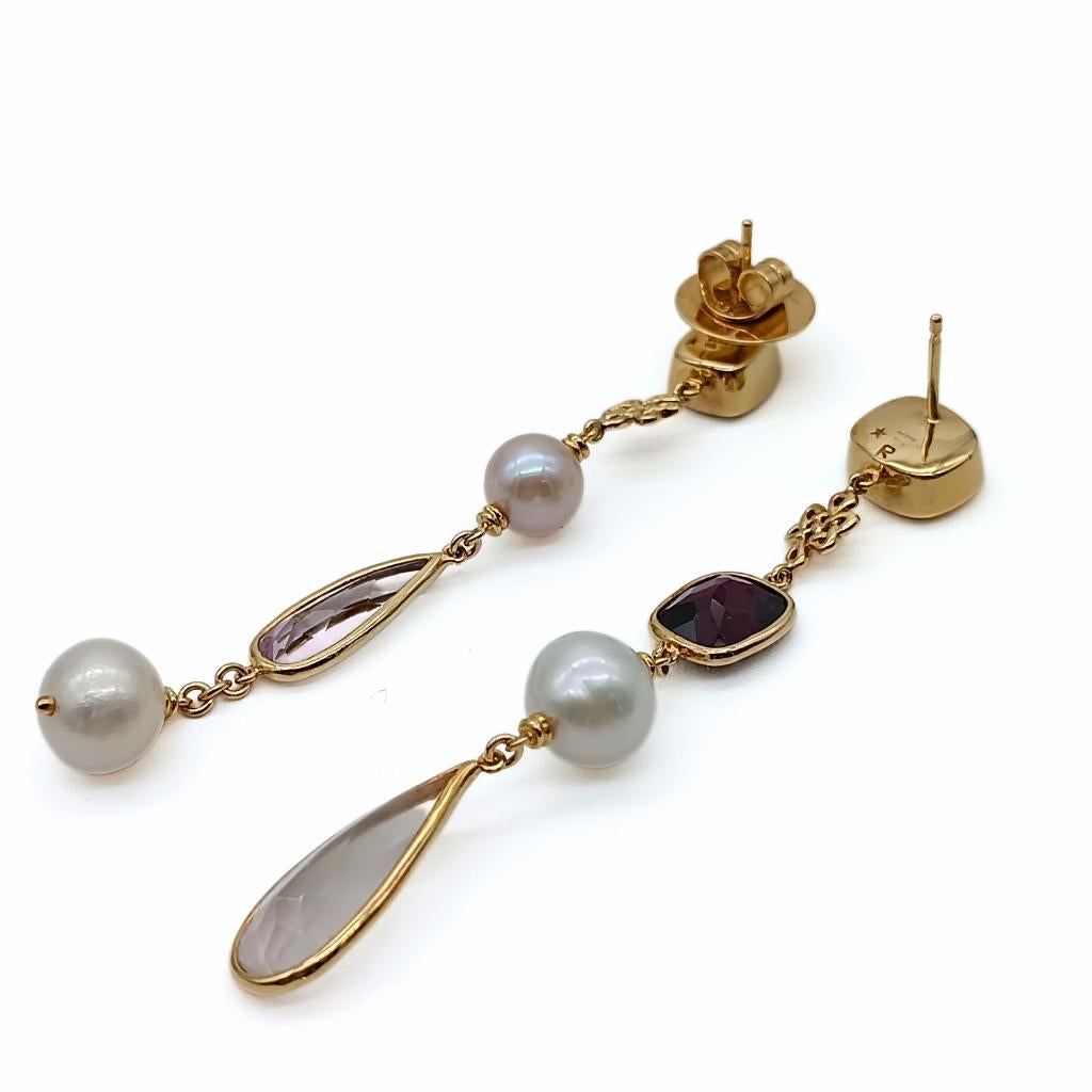 Pear Cut H.Stern by Diane von Fürstenberg Gold earrings with amethyst, citrine and pearls