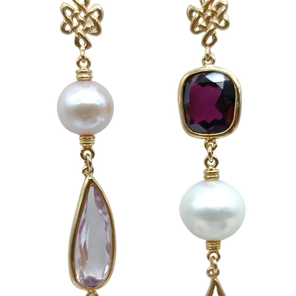 H.Stern by Diane von Fürstenberg Gold earrings with amethyst, citrine and pearls In New Condition In BILBAO, ES