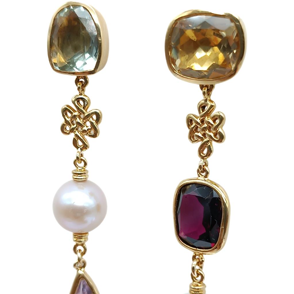 H.Stern by Diane von Fürstenberg Gold earrings with amethyst, citrine and pearls 1