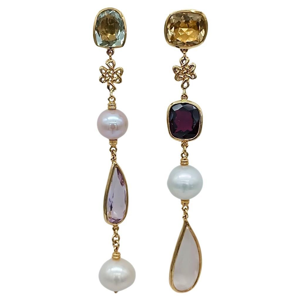 H.Stern by Diane von Fürstenberg Gold earrings with amethyst, citrine and pearls