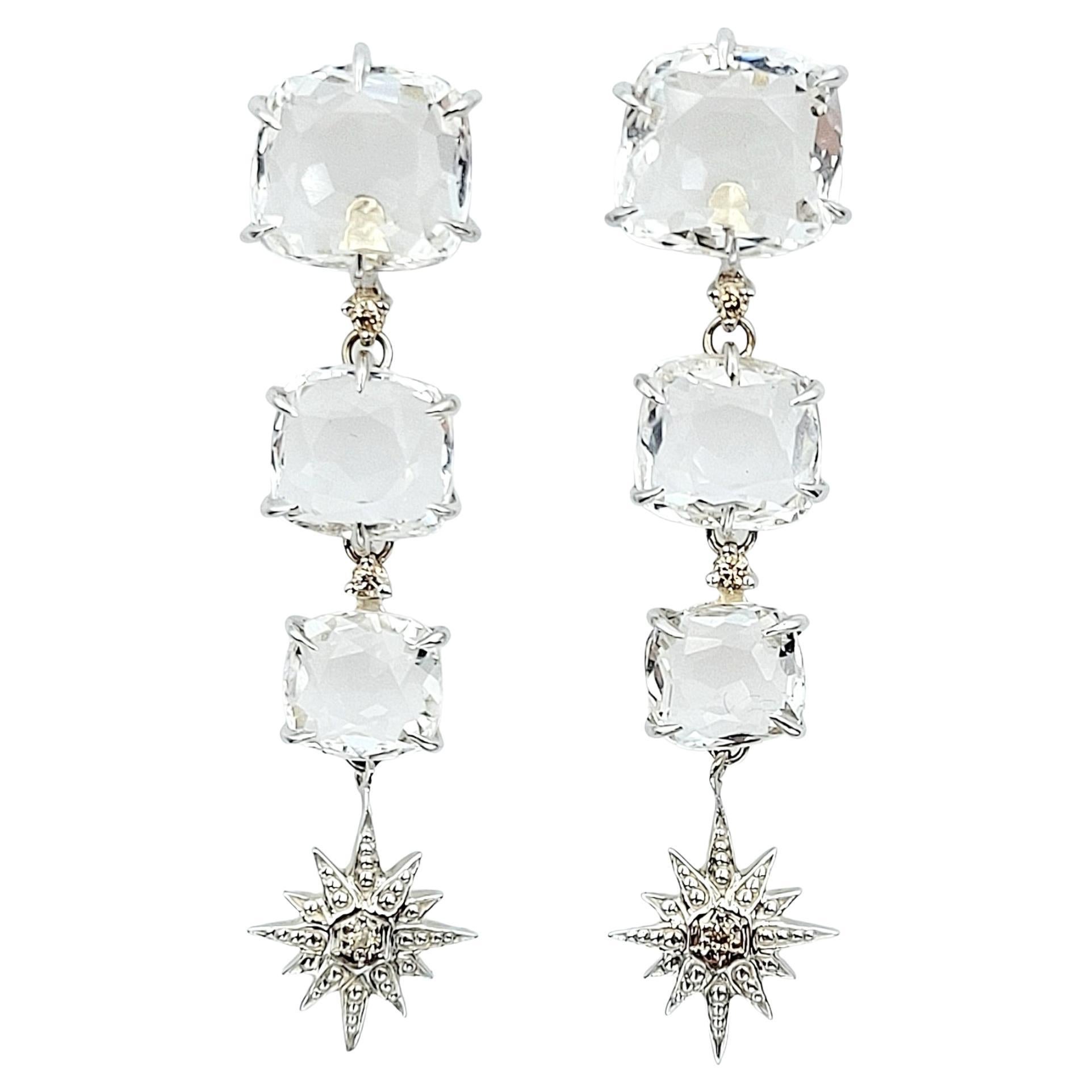 H.Stern Moonlight Collection Rock Crystal Quartz and Diamond Dangle Earrings