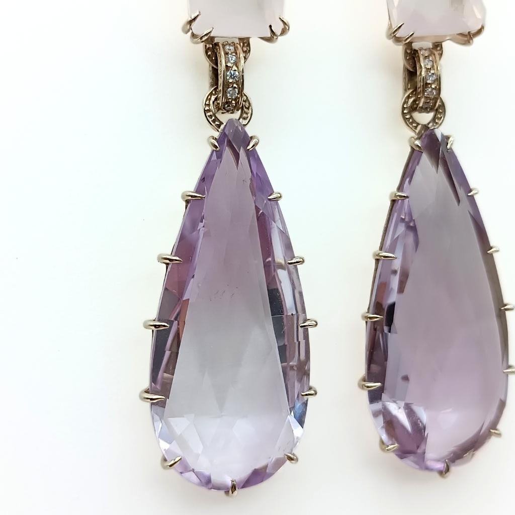 Contemporary H.Stern Noble Gold earrings with amethyst, quartz and diamonds For Sale