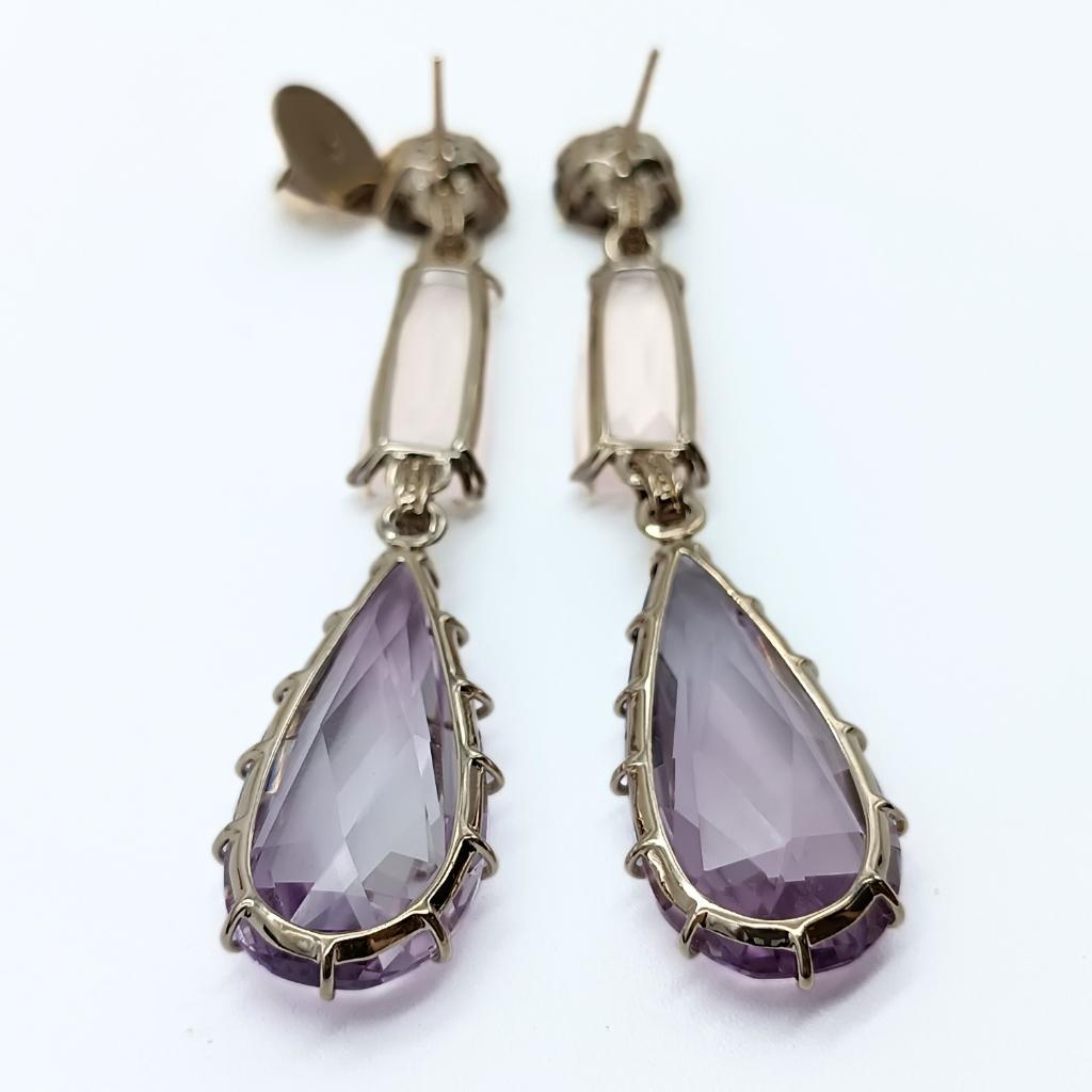 Pear Cut H.Stern Noble Gold earrings with amethyst, quartz and diamonds For Sale