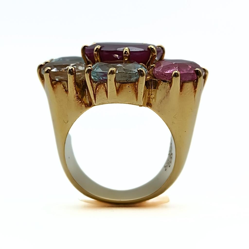 H.Stern Noble Gold Ring with Ruby, Berylos, Citrines and Tourmaline For Sale 2