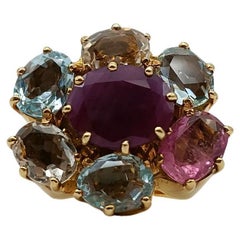 Bague H.Stern Noble en or avec rubis, bérylos, citrines et tourmaline