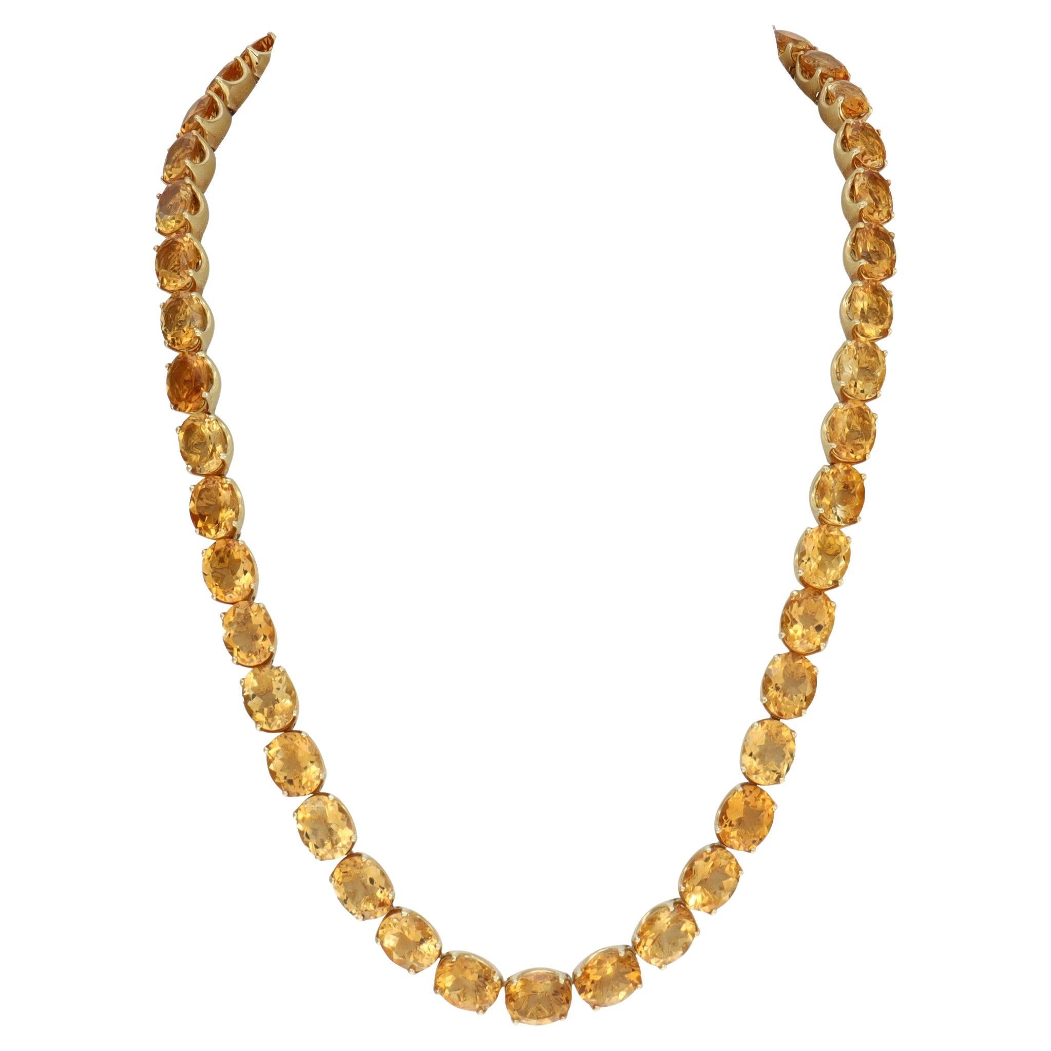 H.Stern oval citrine line necklace 18k yellow gold