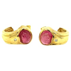 H.Stern Pink Tourmaline and Diamond Earrings in 18K Yellow Gold