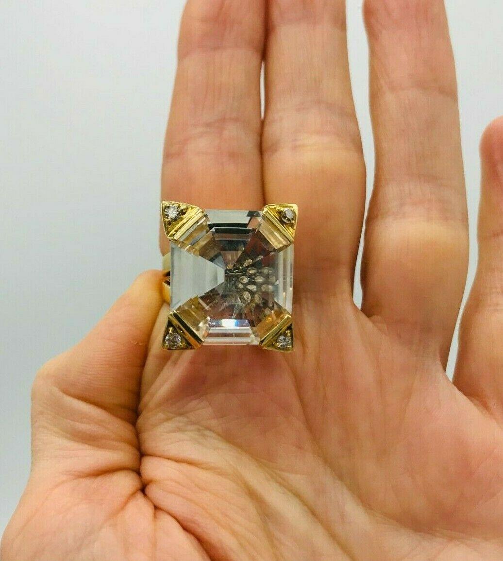 H.Stern Yellow Gold Rock Crystal Diamond Highlight Ring 8