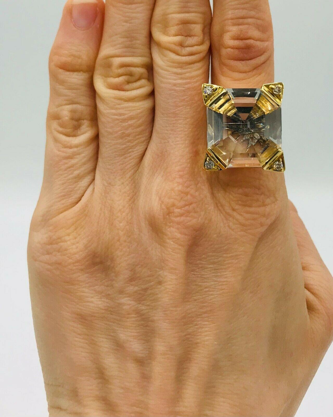 Mixed Cut H.Stern Yellow Gold Rock Crystal Diamond Highlight Ring