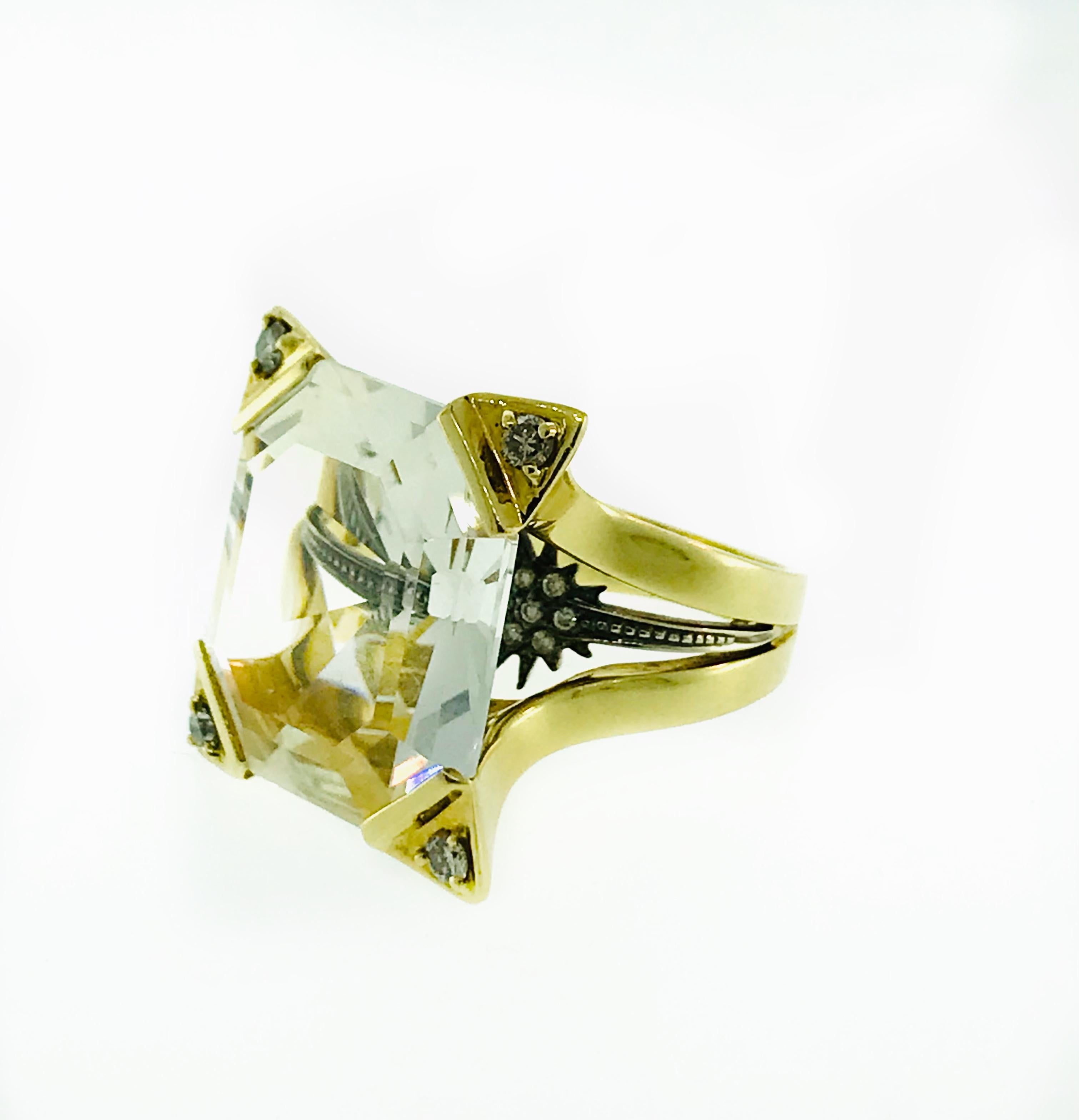 H.Stern Yellow Gold Rock Crystal Diamond Highlight Ring 1