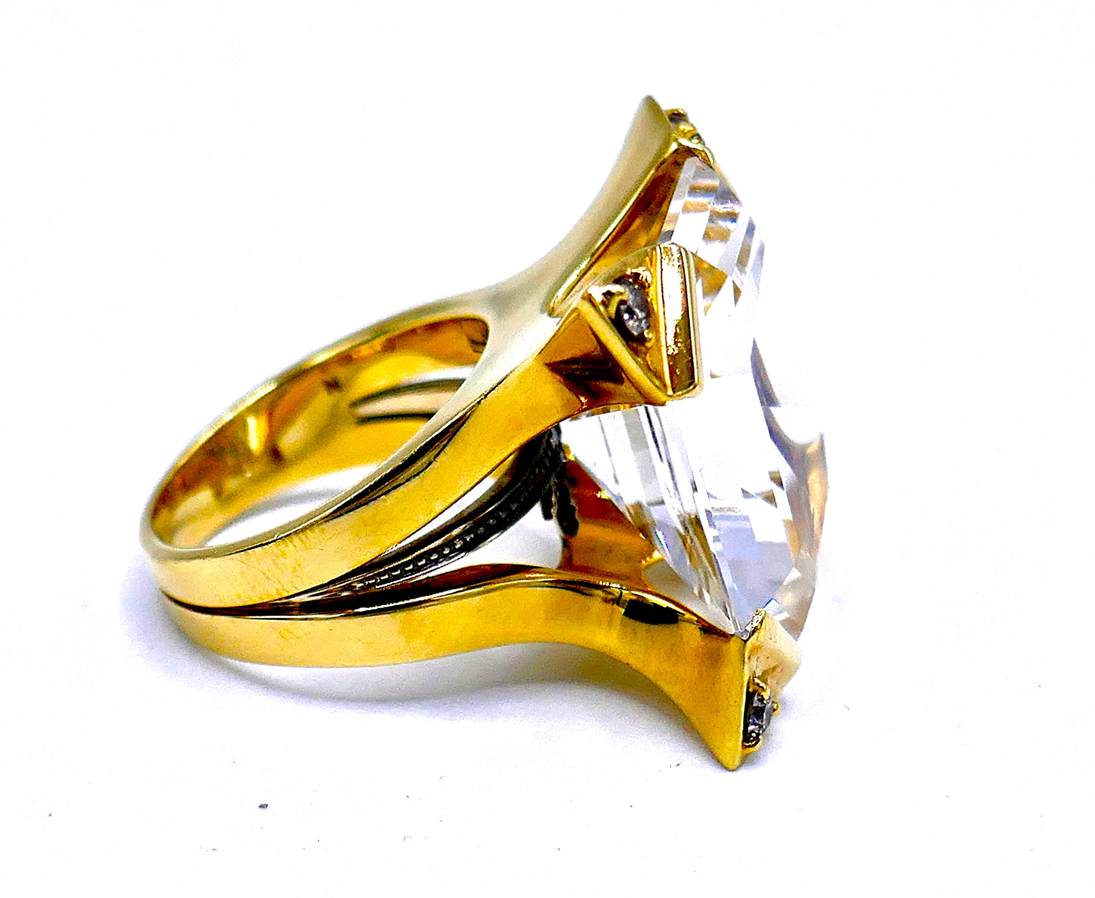 H.Stern Yellow Gold Rock Crystal Diamond Highlight Ring 2