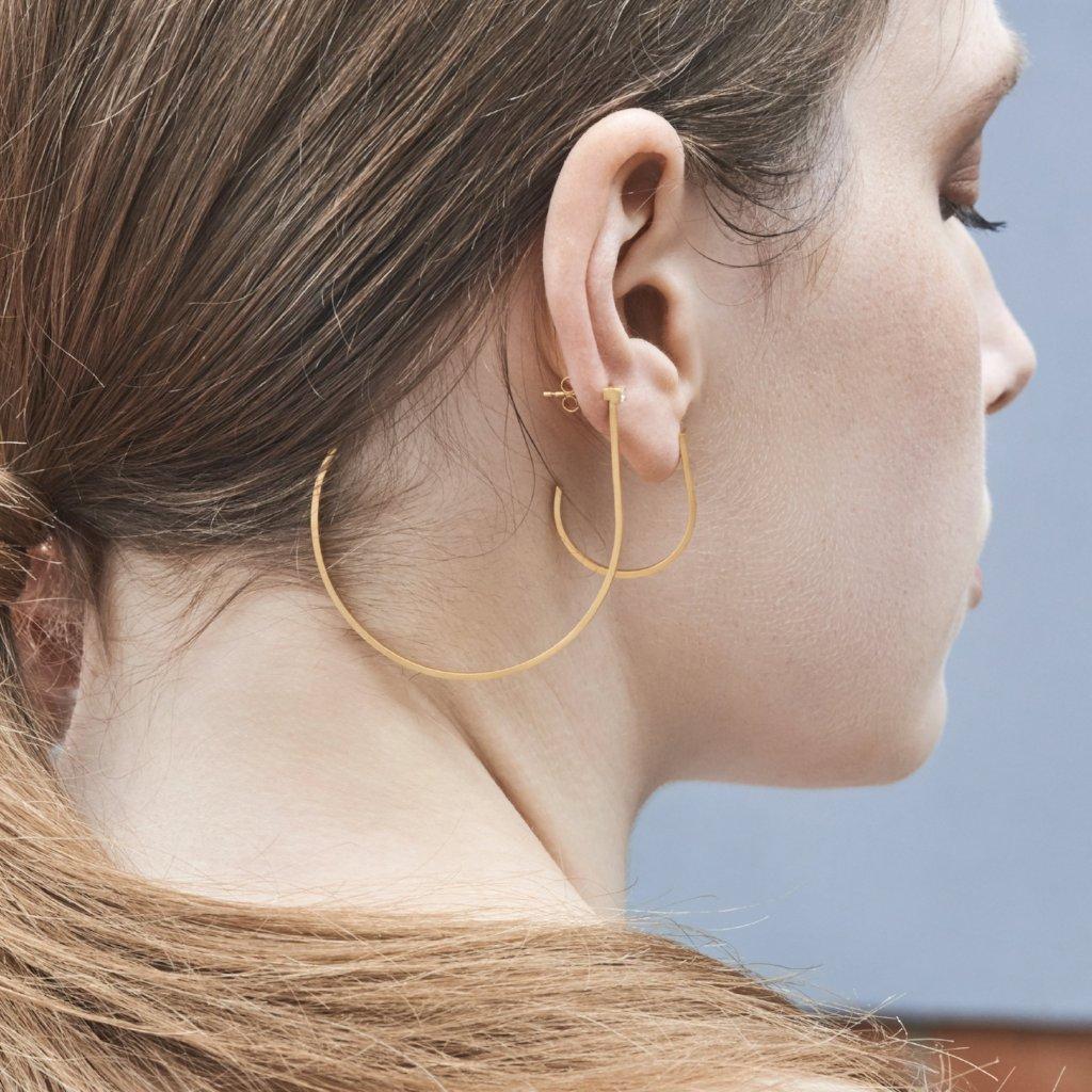 Women's or Men's Sterling Silver Gold Plated Medium Hoop Earrings
