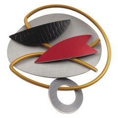 Hsu Studios Modernist Futurist Aluminum Pin Brooch