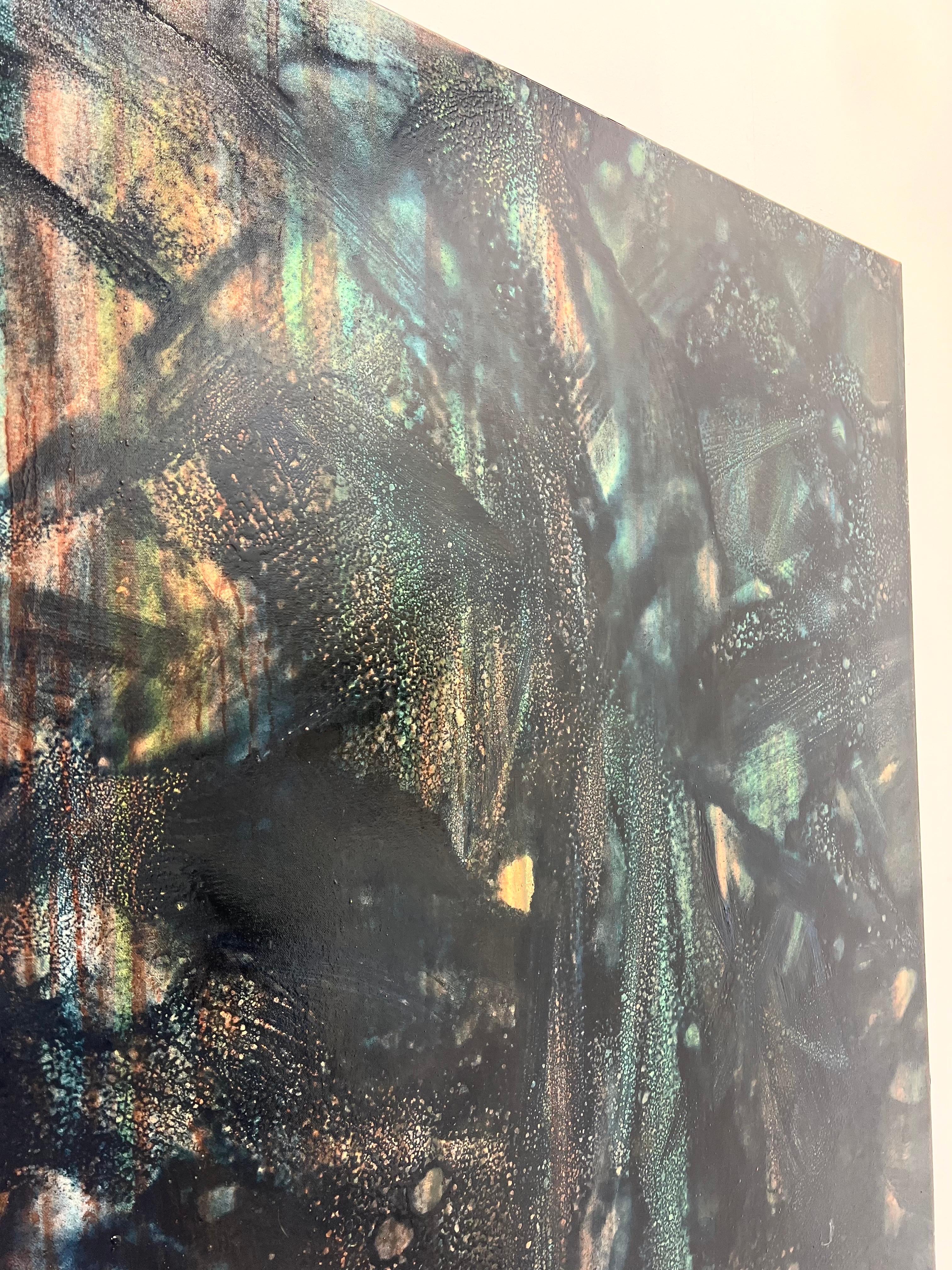 « Encre n°1, peinture à l'huile abstraite, 2024  - Noir Abstract Painting par Hsu Tung Lung