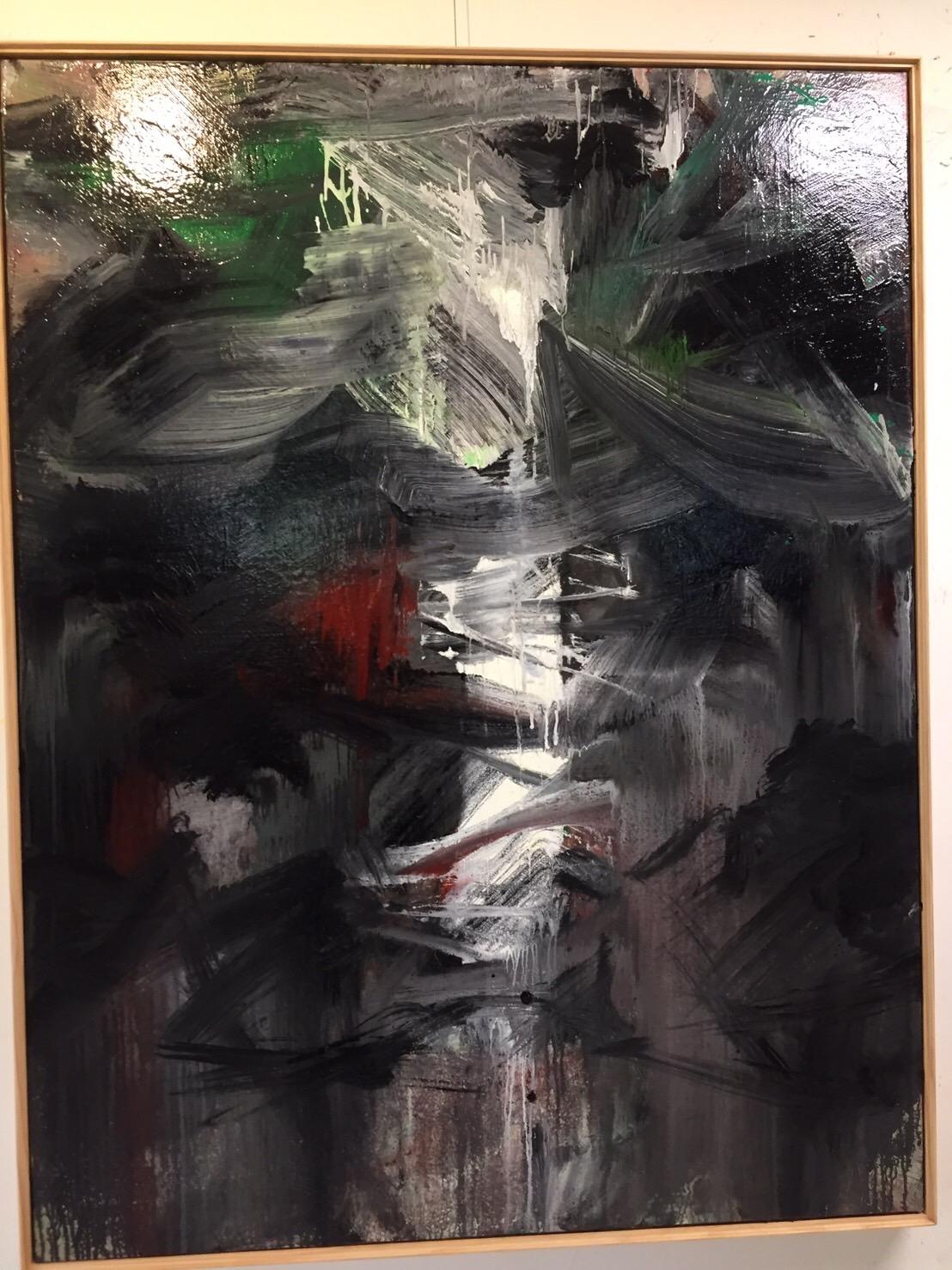 Memory Landscape no111 Oil Absrtact Painting, 2022  - Black Abstract Painting by Hsu Tung Lung