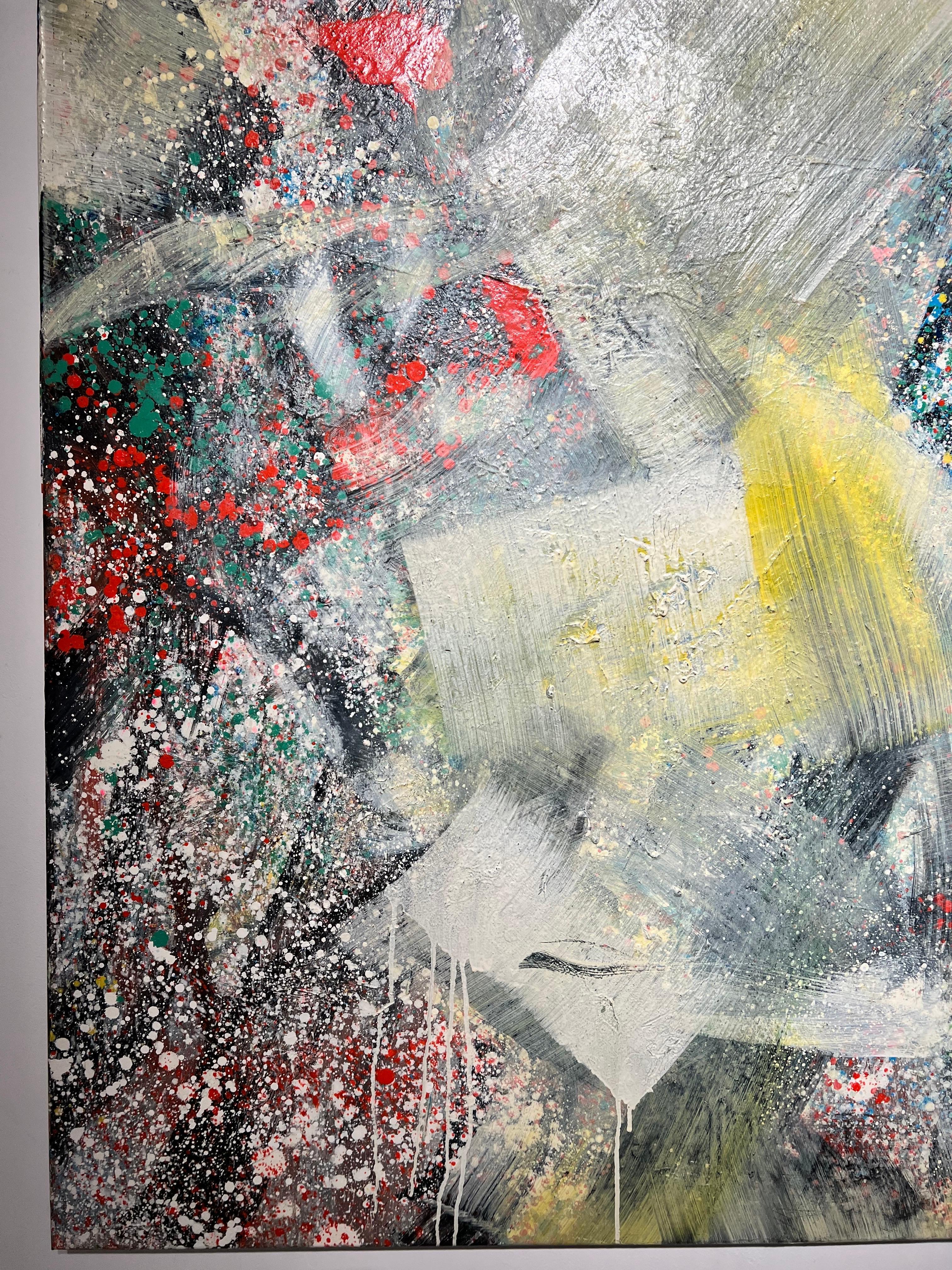 Paesaggio della memoria n. 121, Pittura a olio senza contatto, 2023 - Abstract Painting Grigio di Hsu Tung Lung