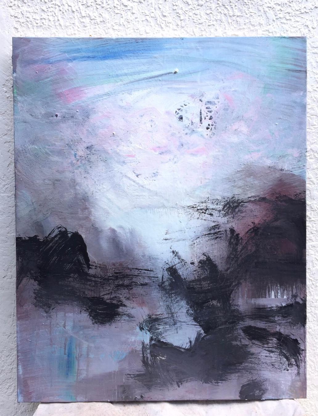 Memory Landscape no130 Oil Absrtact Painting, 2022  - Purple Abstract Painting by Hsu Tung Lung