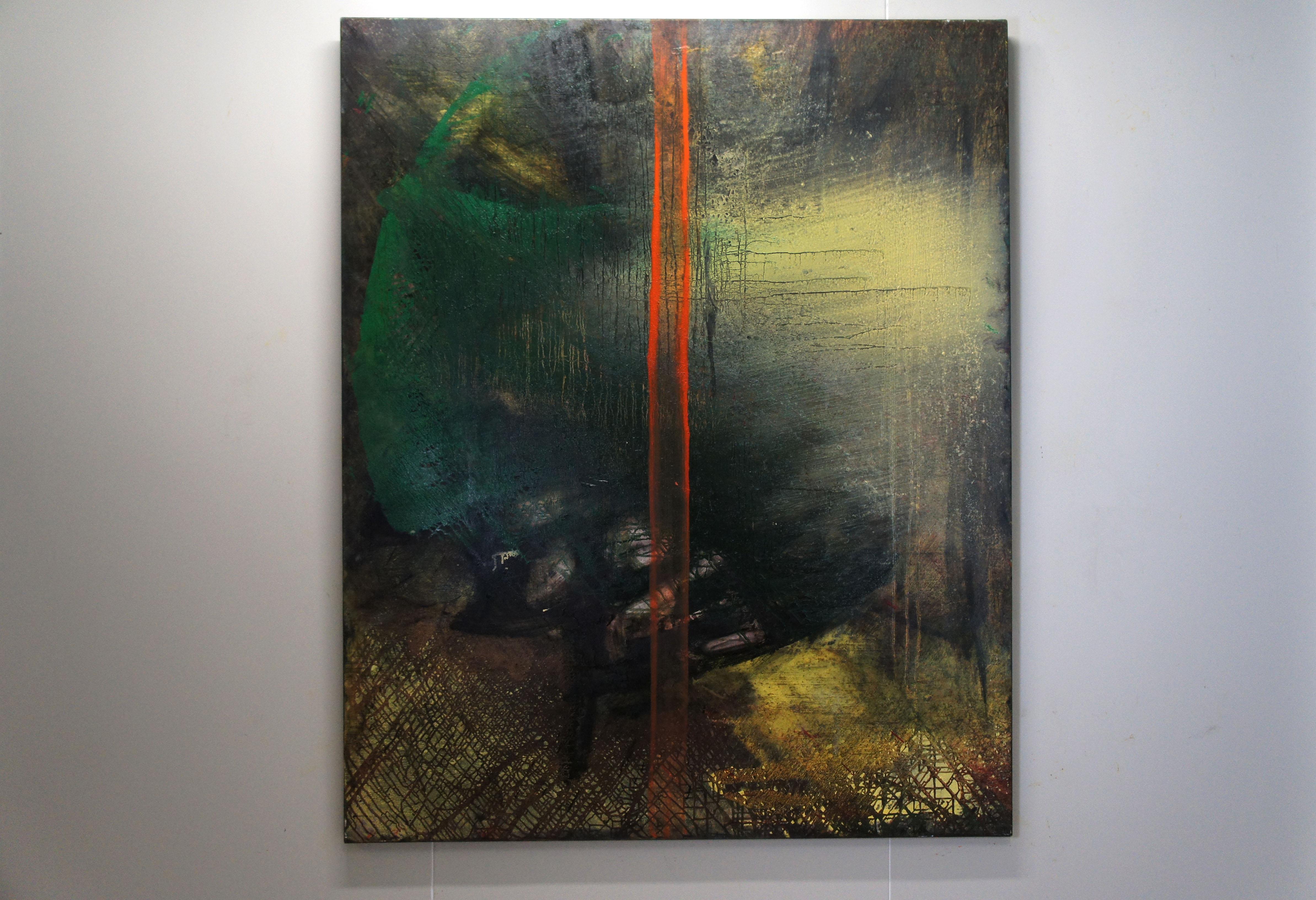 Memory Landscape no33 - Oil Absrtact Painting, 2021  - Black Abstract Painting by Hsu Tung Lung