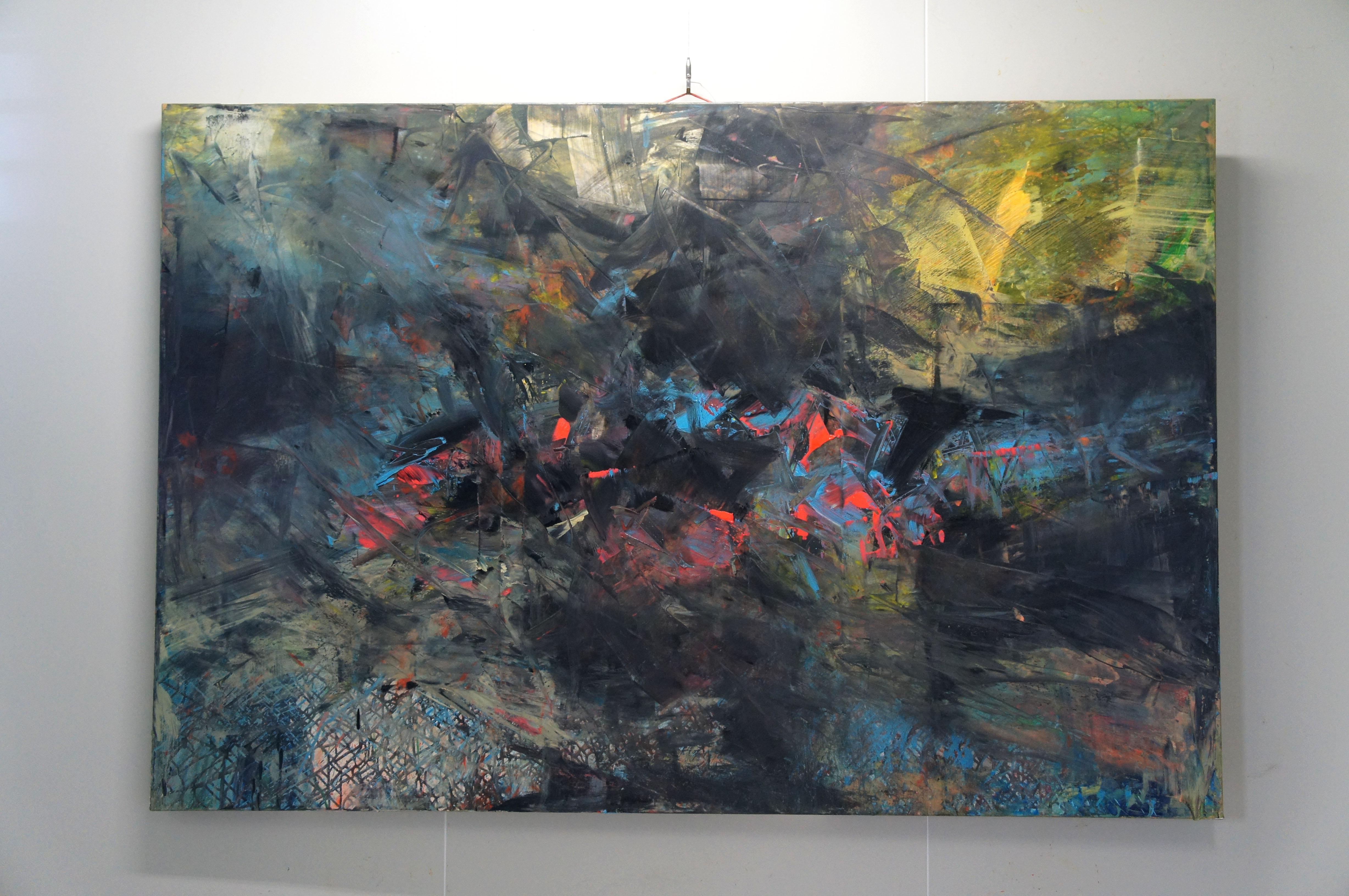 Memory Landscape no7 - Oil Absrtact Painting, 2020 - Black Abstract Painting by Hsu Tung Lung