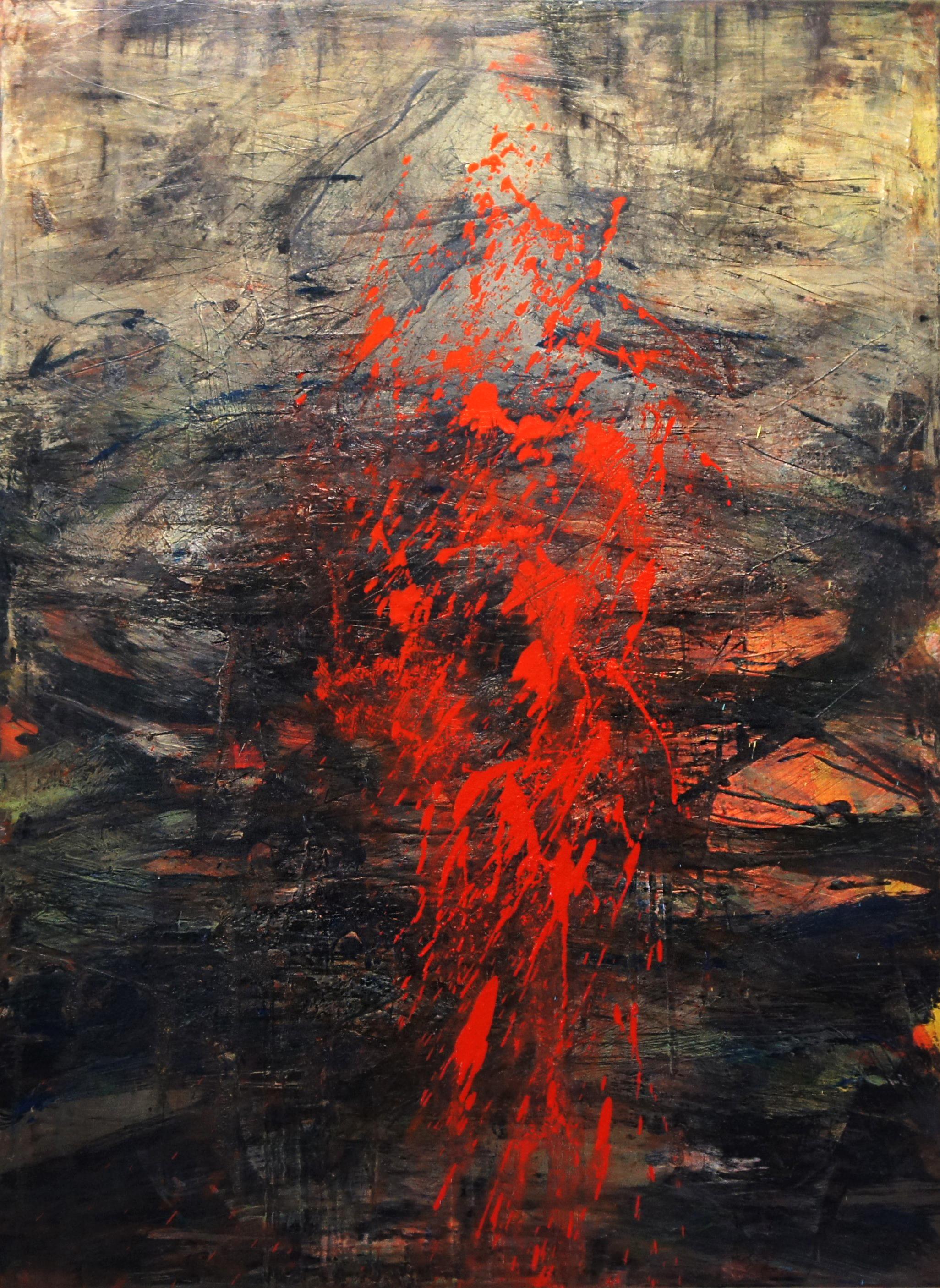 Paysage de mémoire n°9 - Peinture à l'huile abstraite, 2021