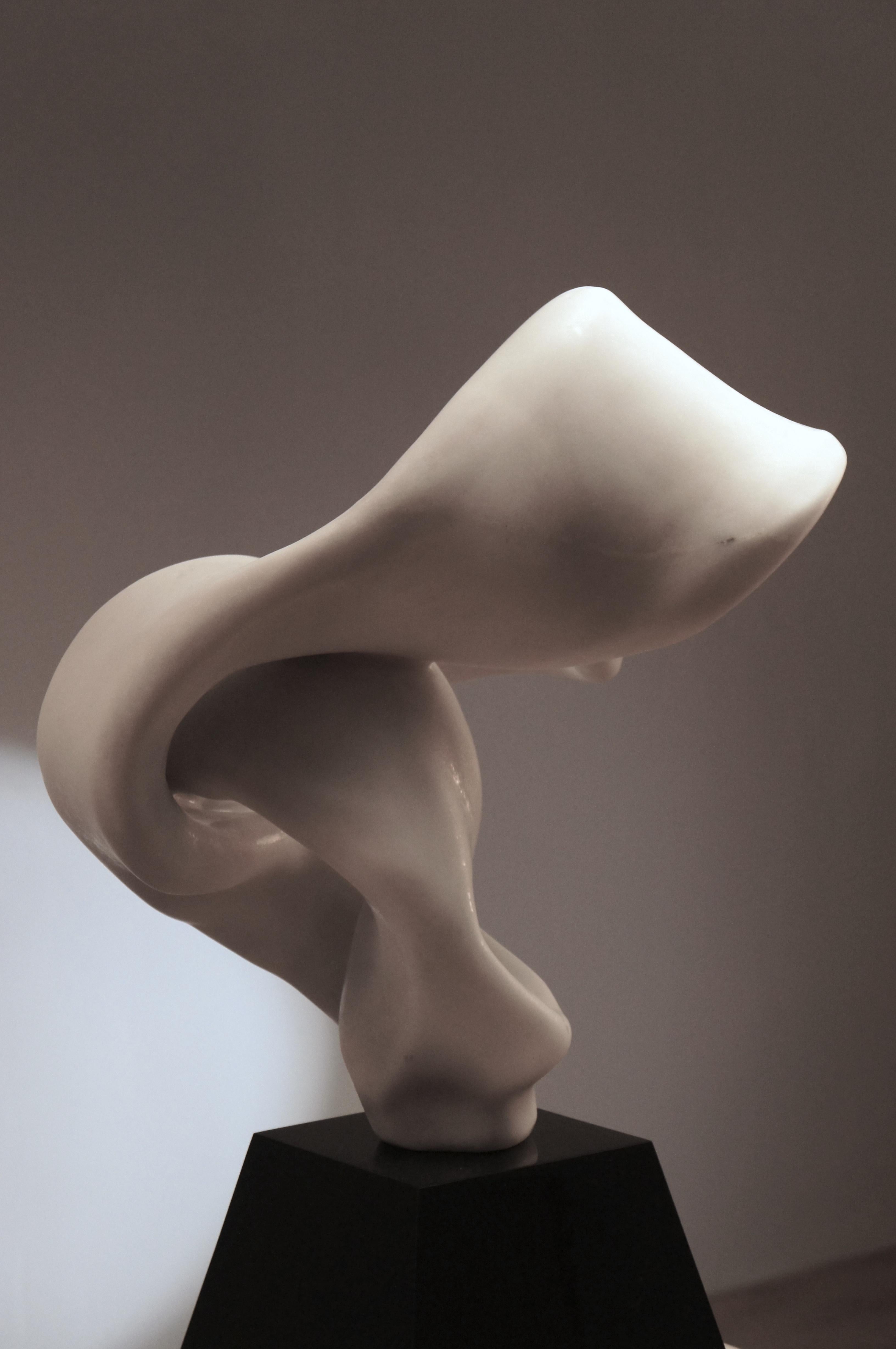 CLOUD Abstrakte Skulptur aus weißem Marmor, 2013 (Schwarz), Abstract Sculpture, von Hsu Tung Lung