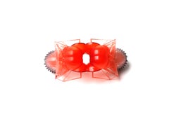 Red Mask Clear Resin and Hand Color Dyed Scuplture