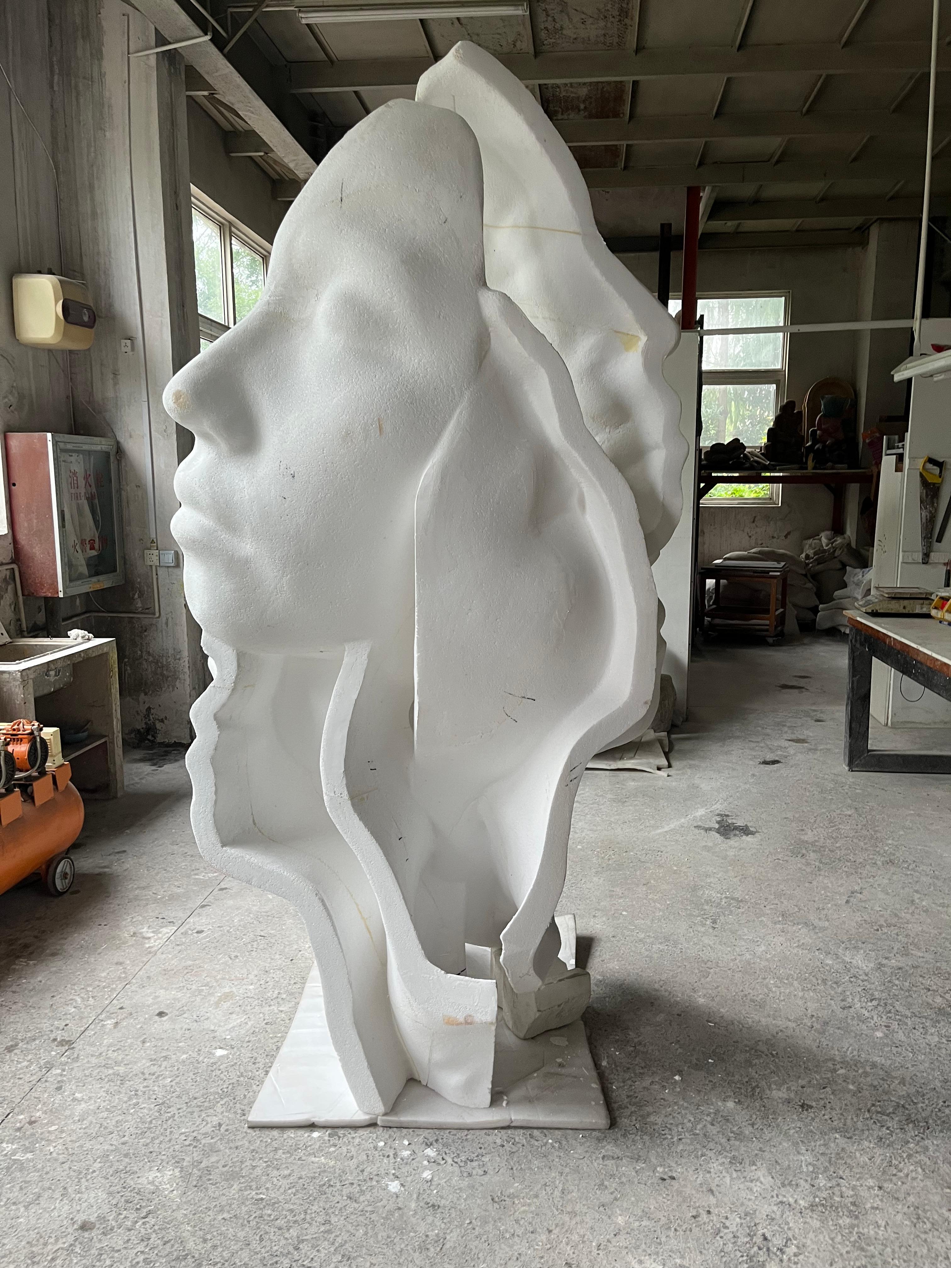 White Marble＆Stainless base Sculpture 