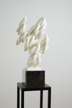 White Marble and Stainless Sculpture "Chaos Theory-Cumulation", 2020
