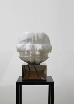  White Marble and Stainless Sculpture "She and She", 2018