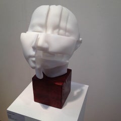 White Marble＆Wood Sculpture "She ", 2015