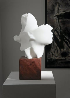  White Marble＆Wood Sculpture "She ", 2015