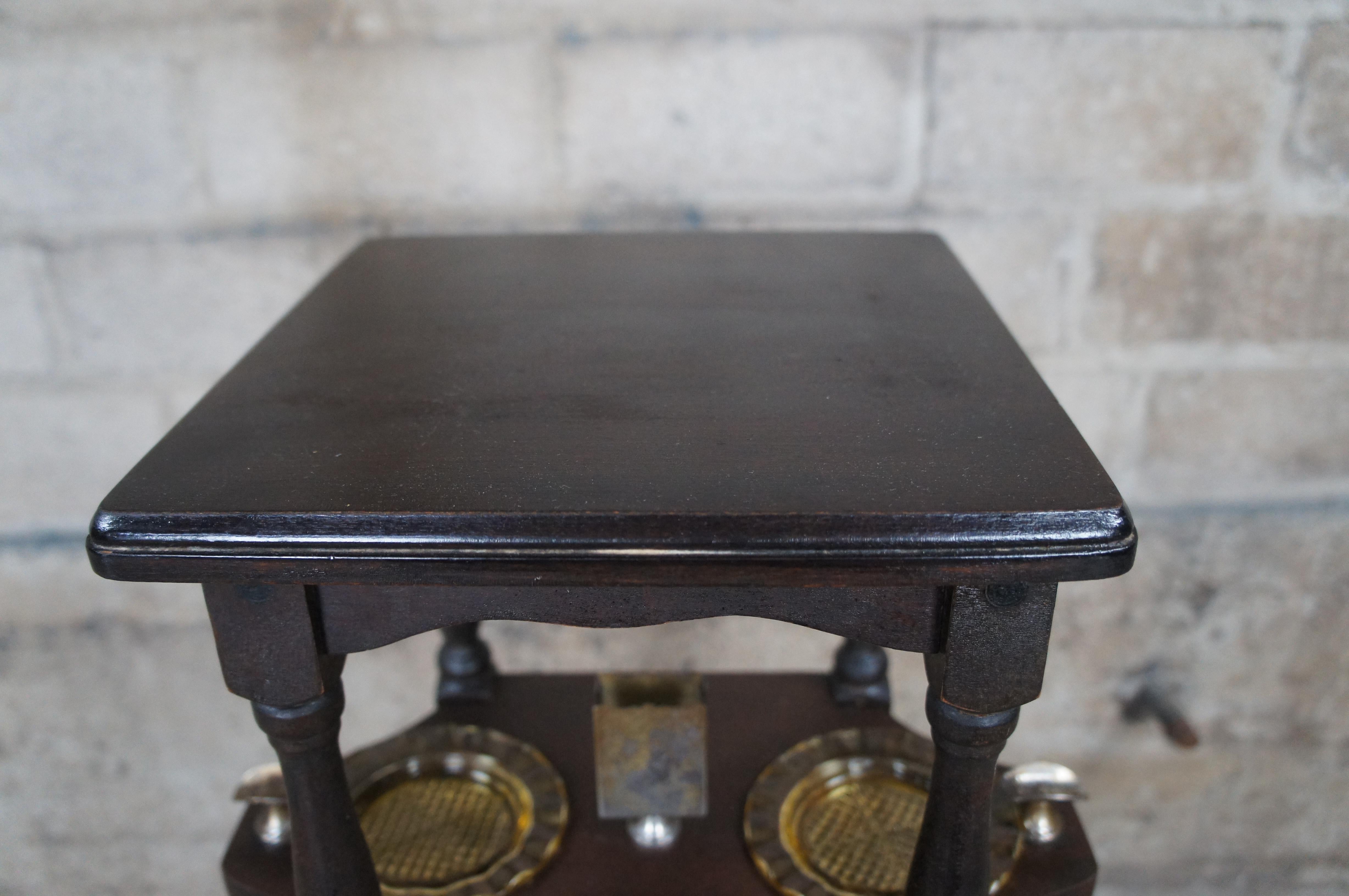 H.T. Cushman Antique Early 20th Century Petite Smoking Stand Humidor Ashtray 26