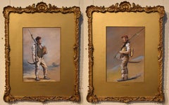 Antique Oil Painting Pair by H.T Dennis "Somerset Labourers"