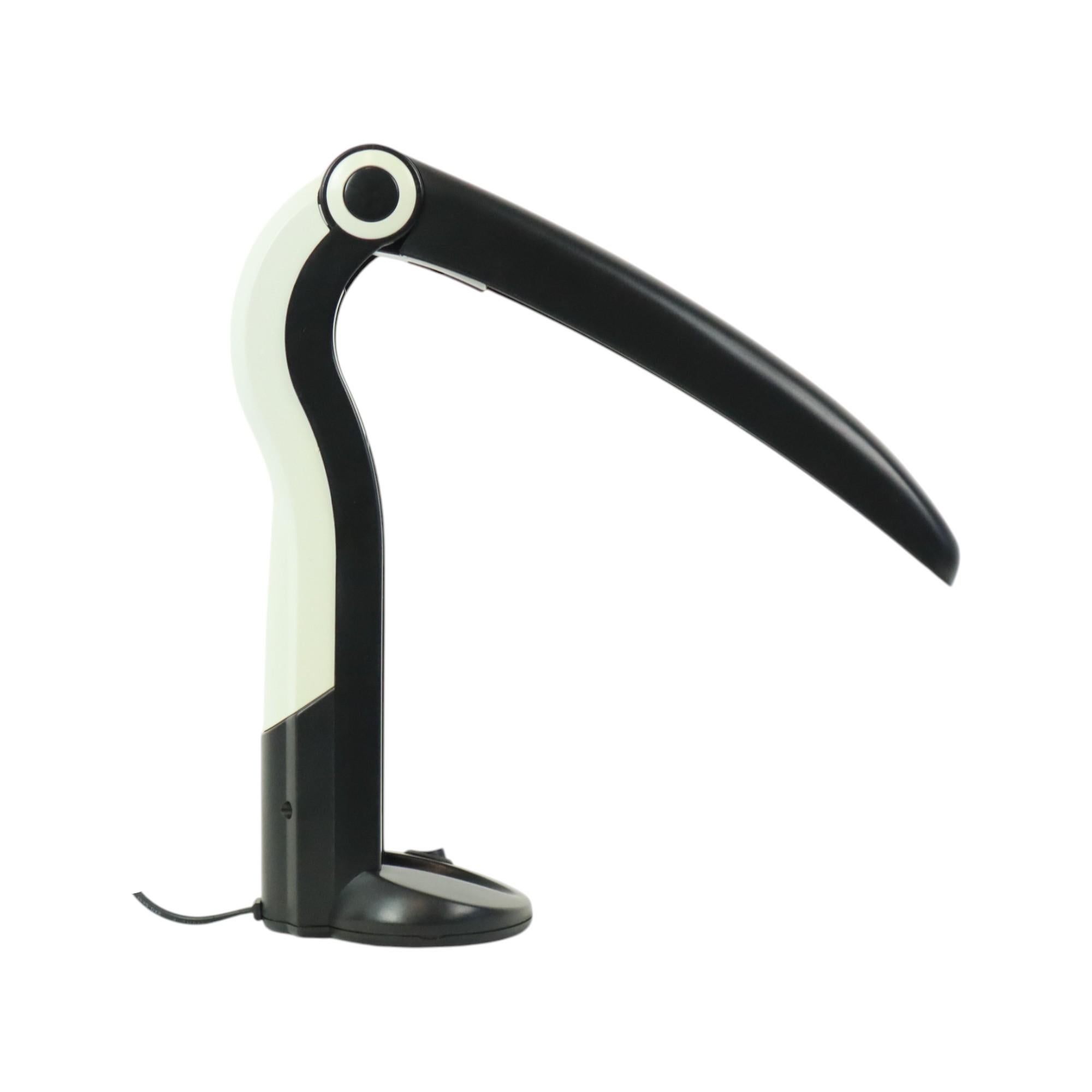 Late 20th Century H.T. Huang Toucan Lamp Table Lamp Design Black White For Sale