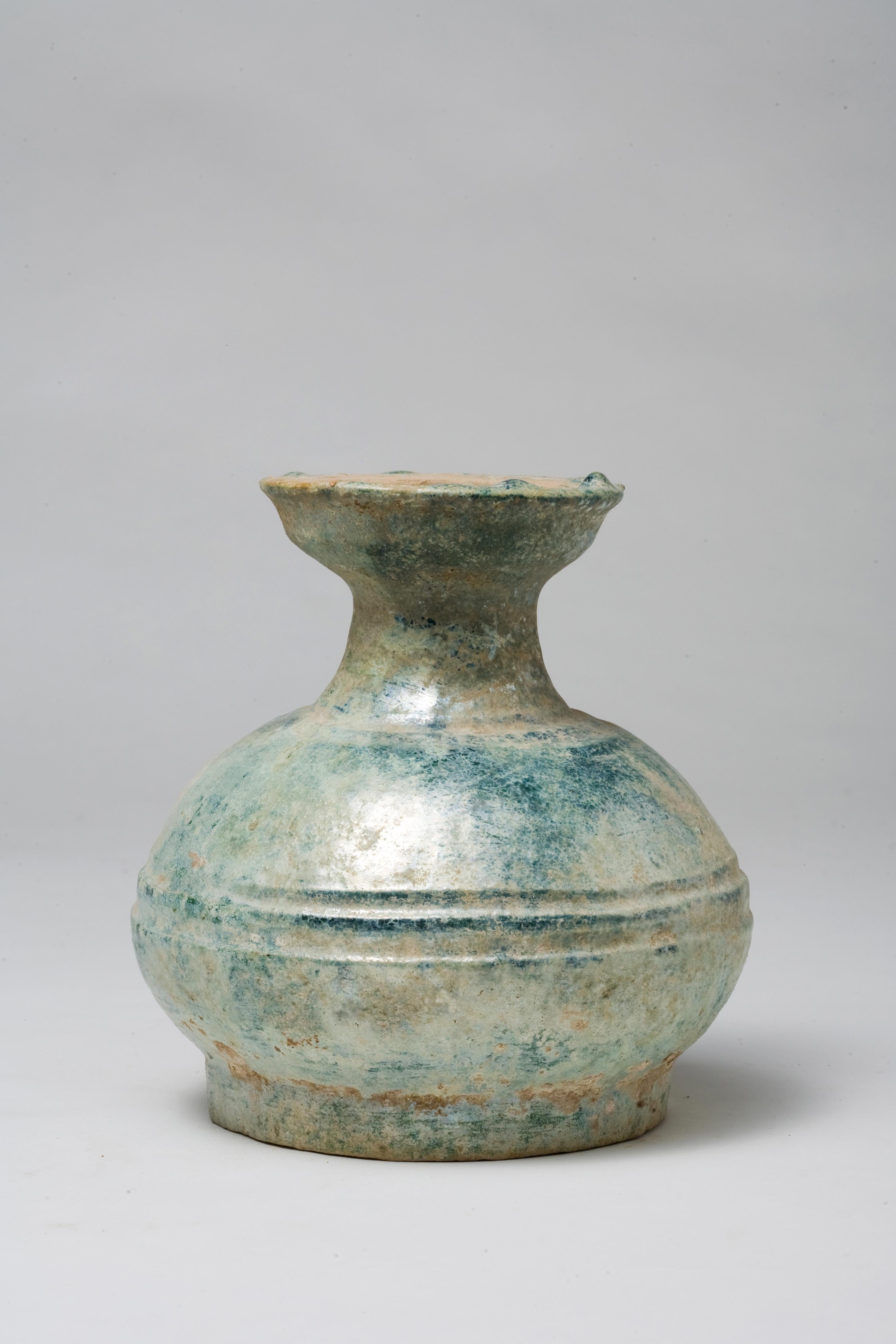 Hu Shape Green-Glazed Vase, Han Dynasty(206 BC - 220 AD) For Sale 7