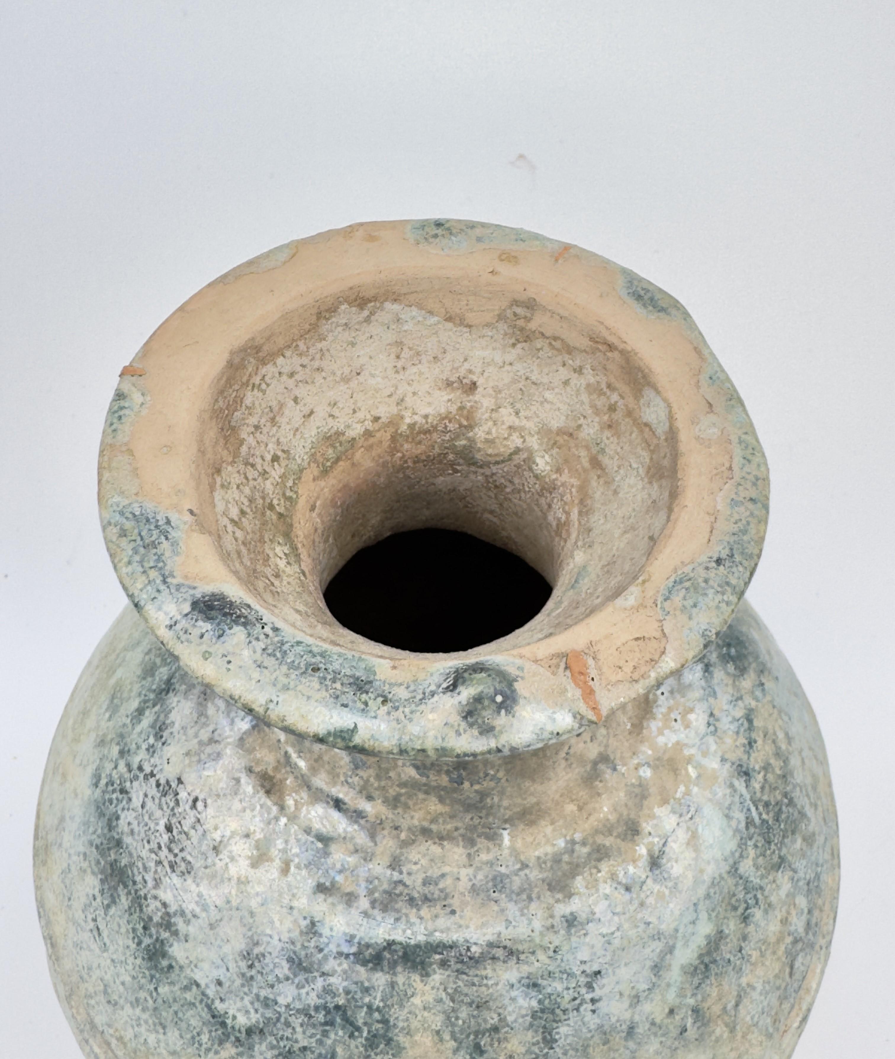 Earthenware Hu Shape Green-Glazed Vase, Han Dynasty(206 BC - 220 AD) For Sale