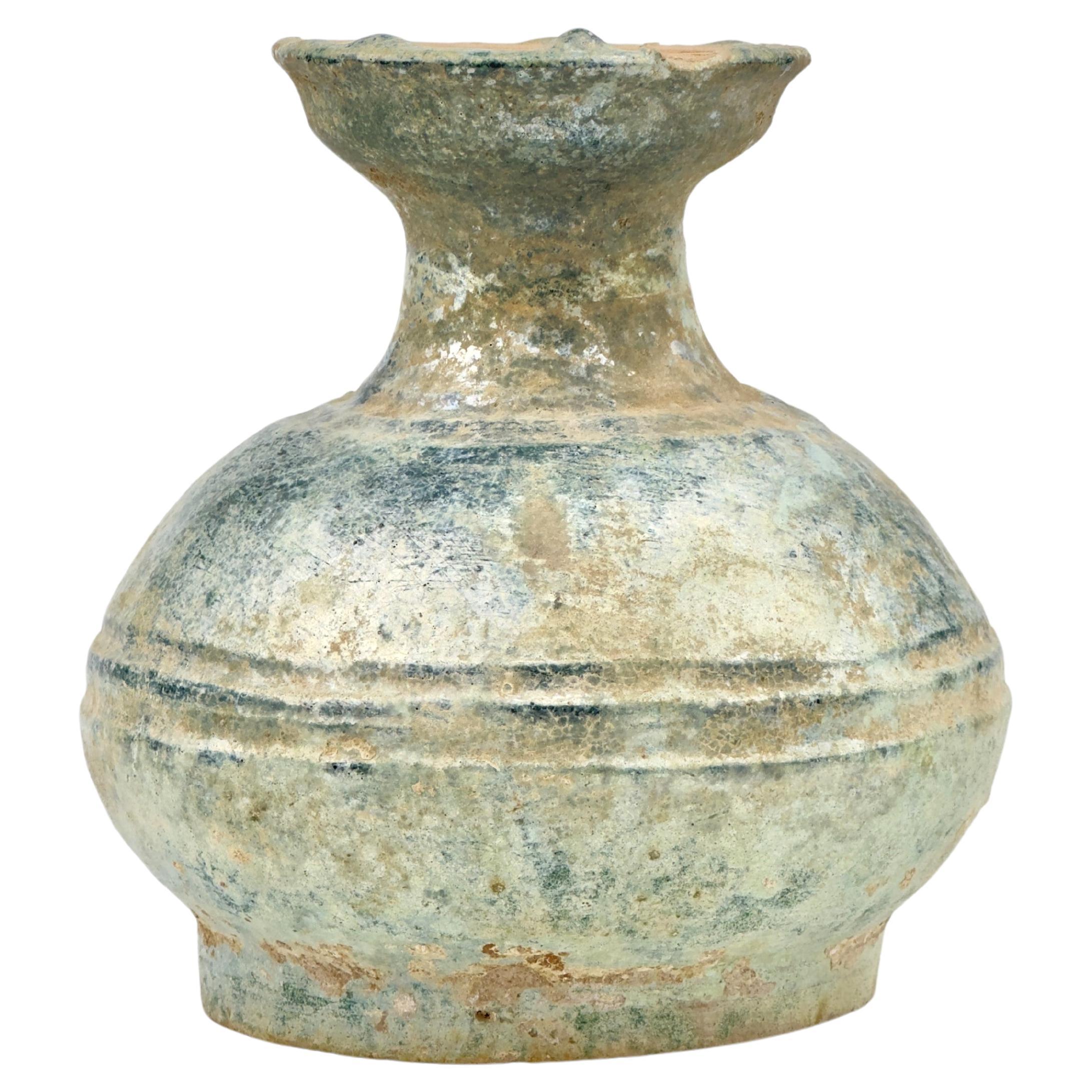 Hu Shape Green-Glazed Vase, Han Dynasty(206 BC - 220 AD) For Sale