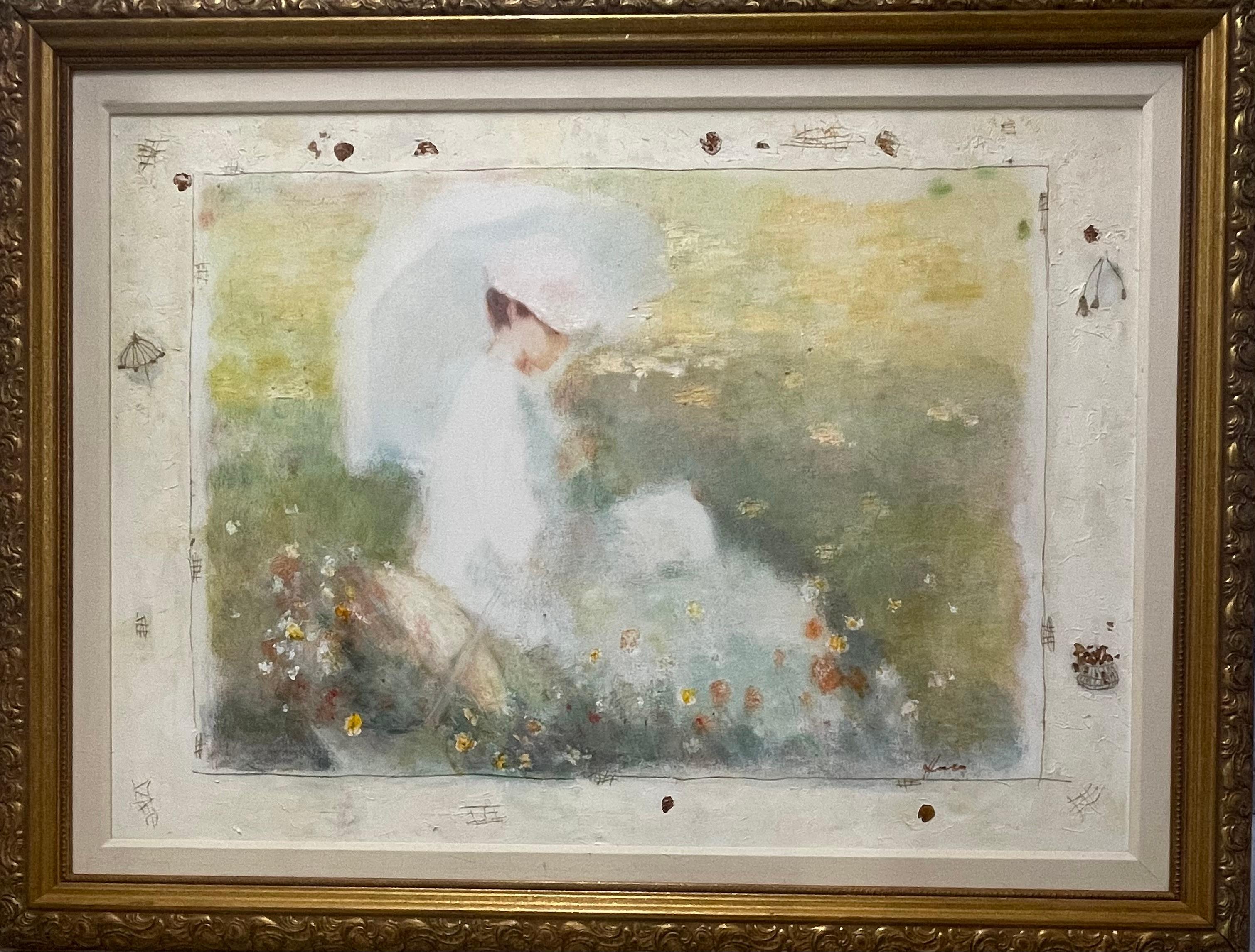 "Leggere sotto l'ombrello" - Painting di Hua Chen