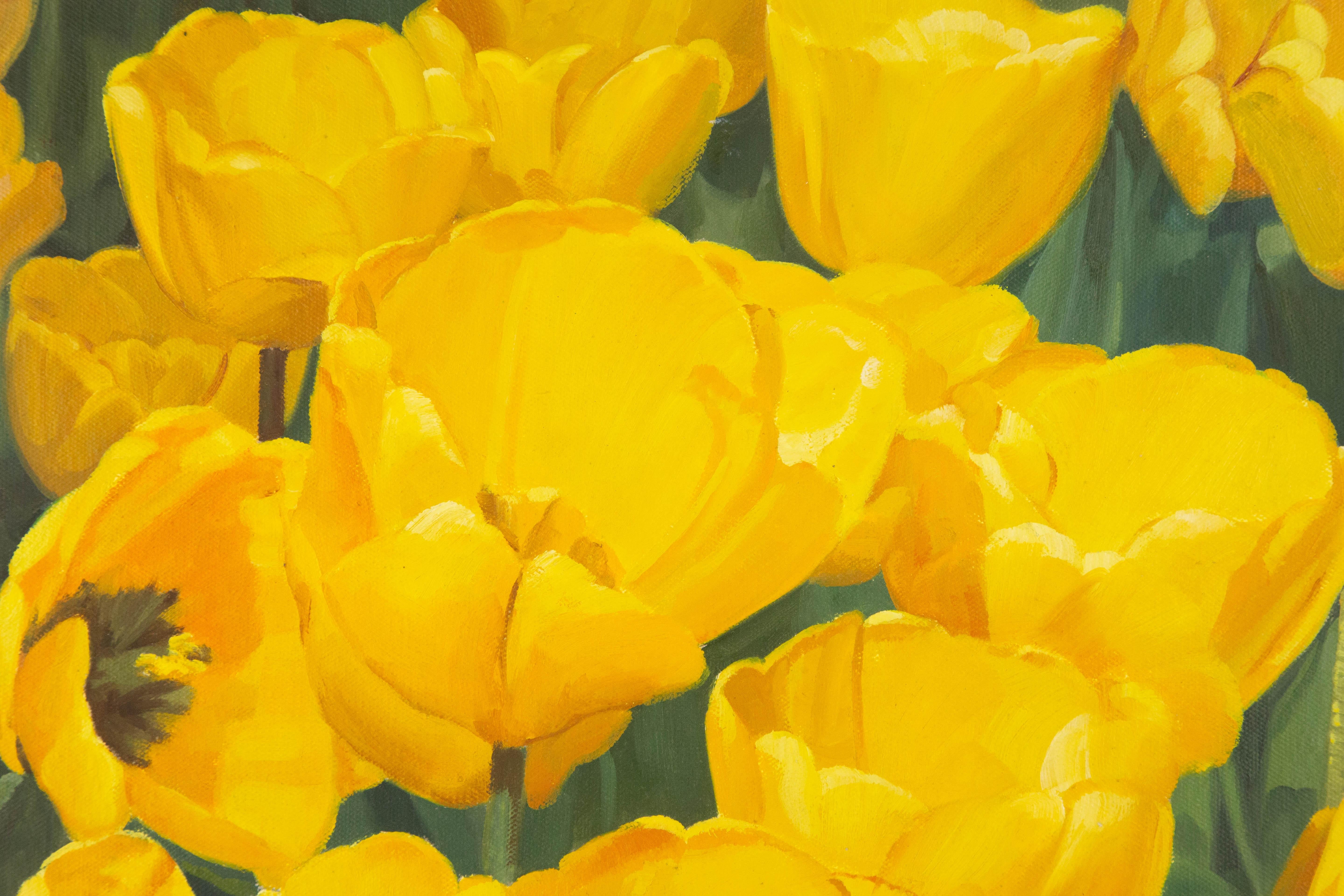 Hua Lian, geblümtes Original, Ölgemälde auf Leinwand, „Tulip“ im Angebot 1