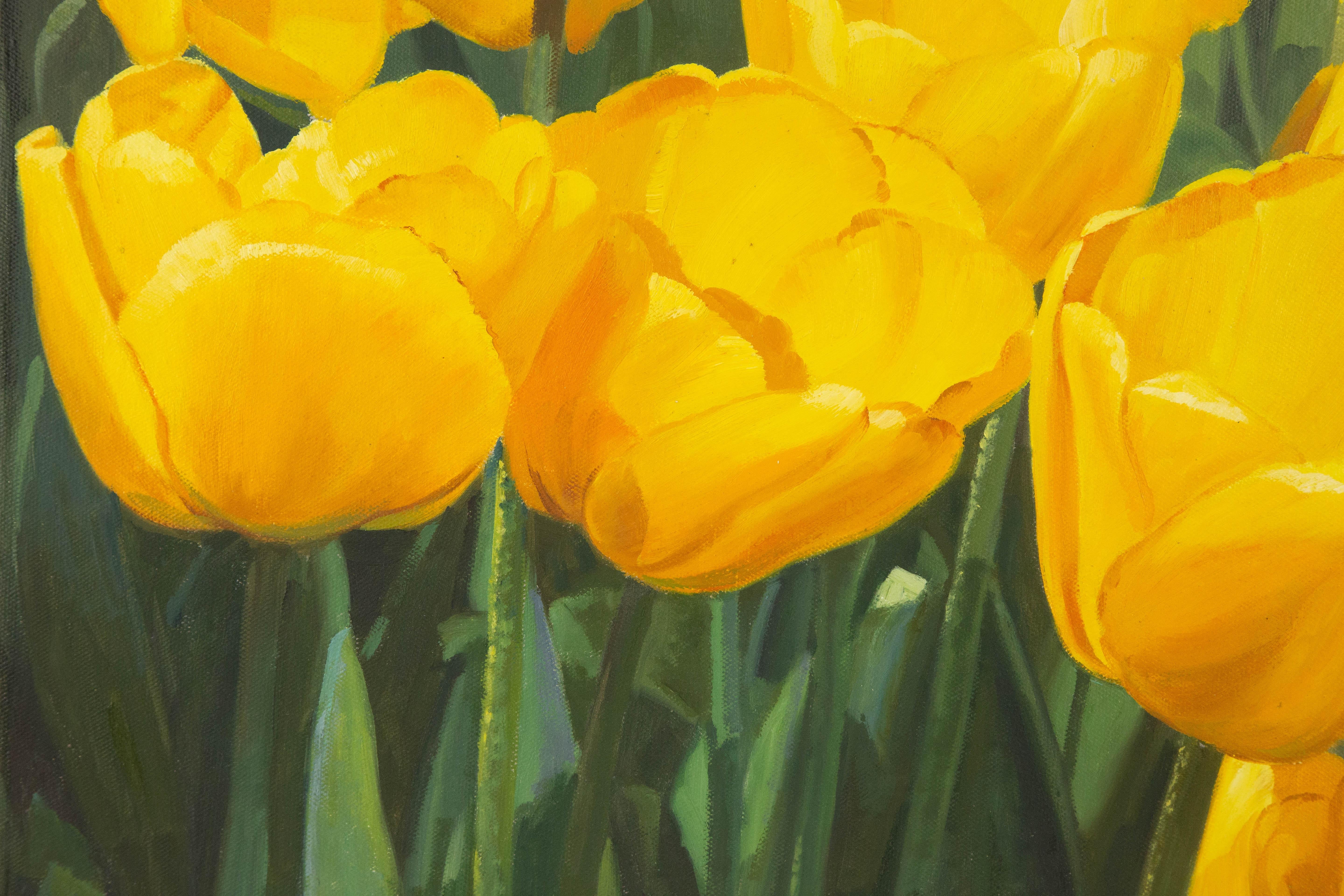 Hua Lian, geblümtes Original, Ölgemälde auf Leinwand, „Tulip“ im Angebot 2