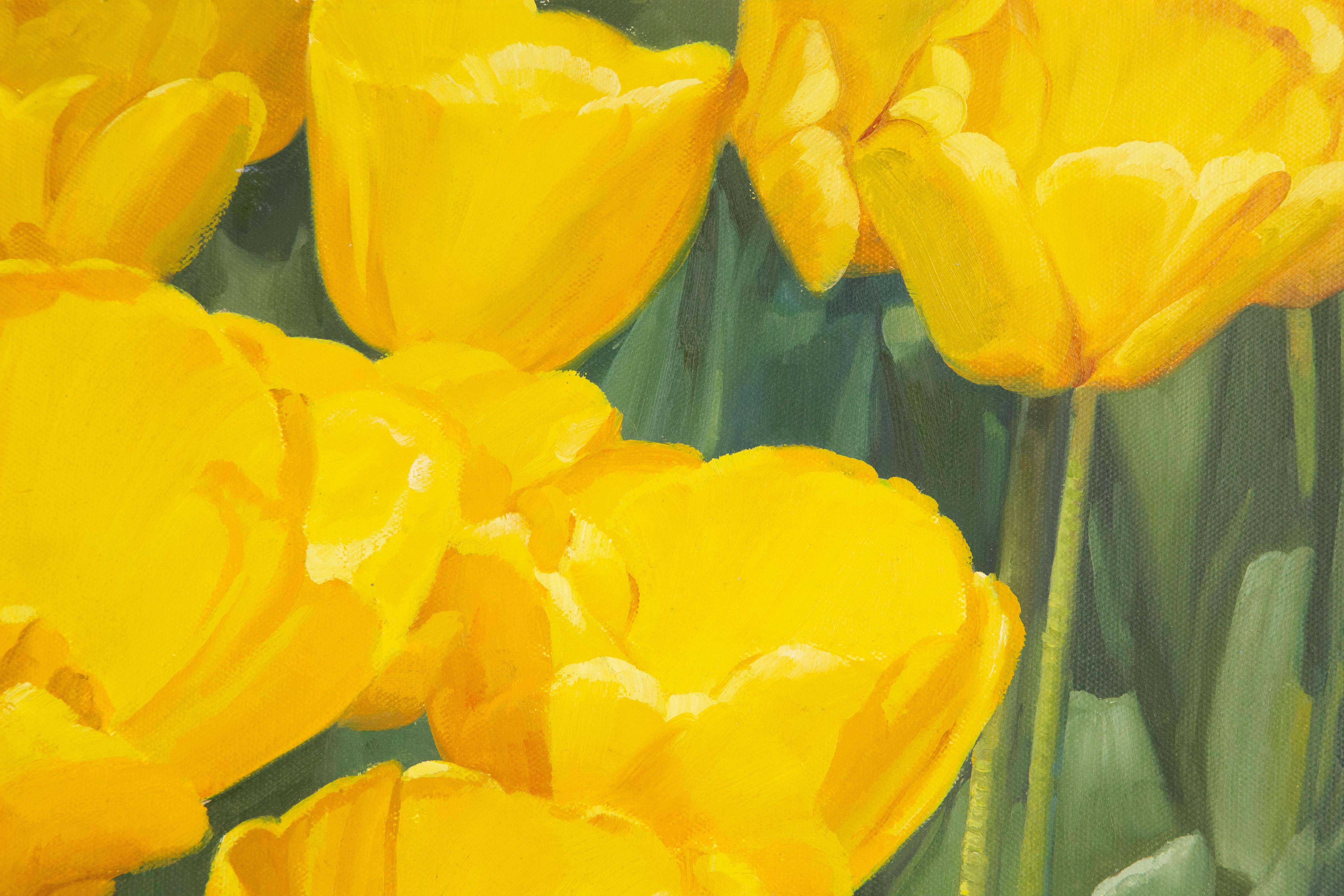 Hua Lian, geblümtes Original, Ölgemälde auf Leinwand, „Tulip“ im Angebot 3
