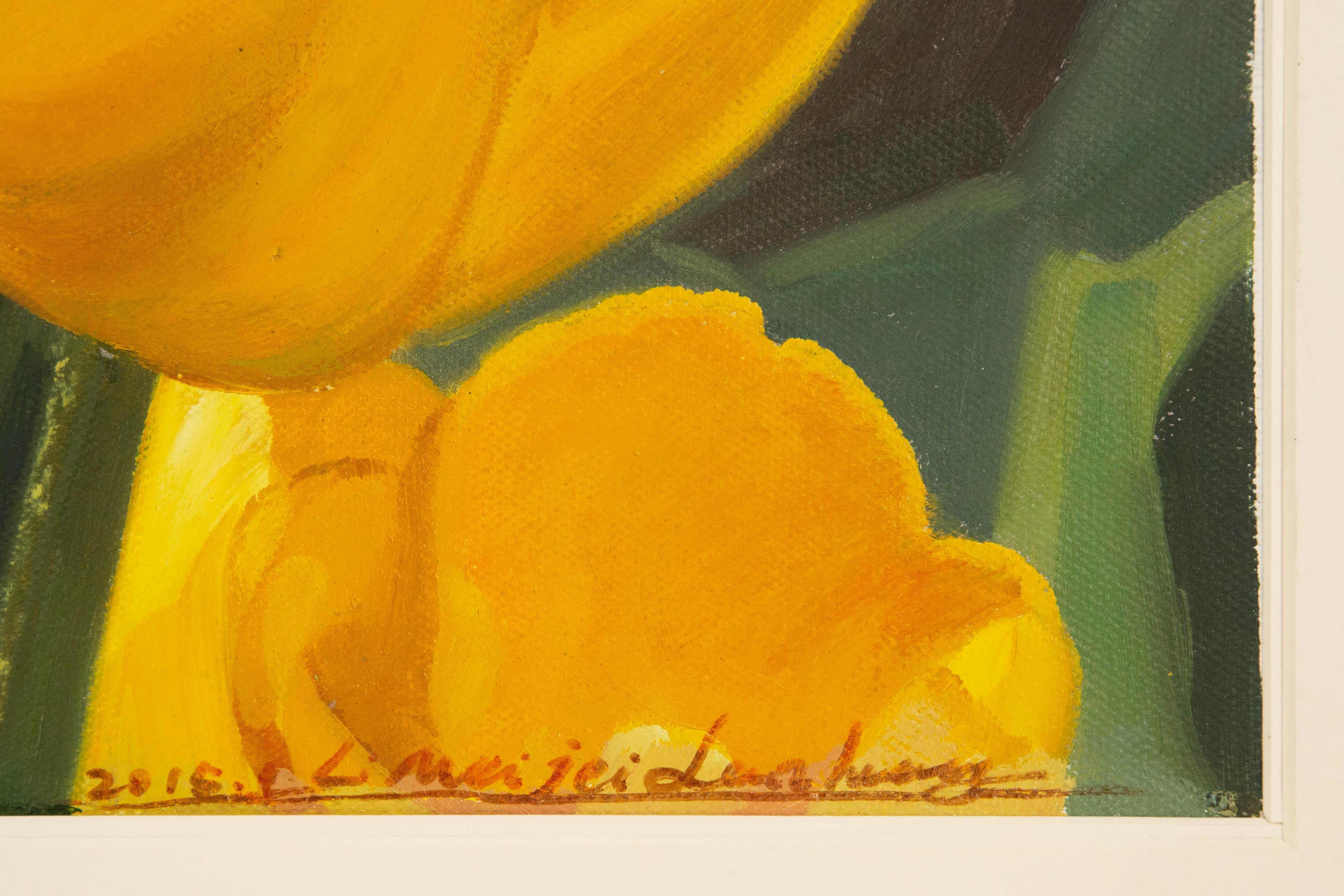Hua Lian, geblümtes Original, Ölgemälde auf Leinwand, „Tulip“ im Angebot 6