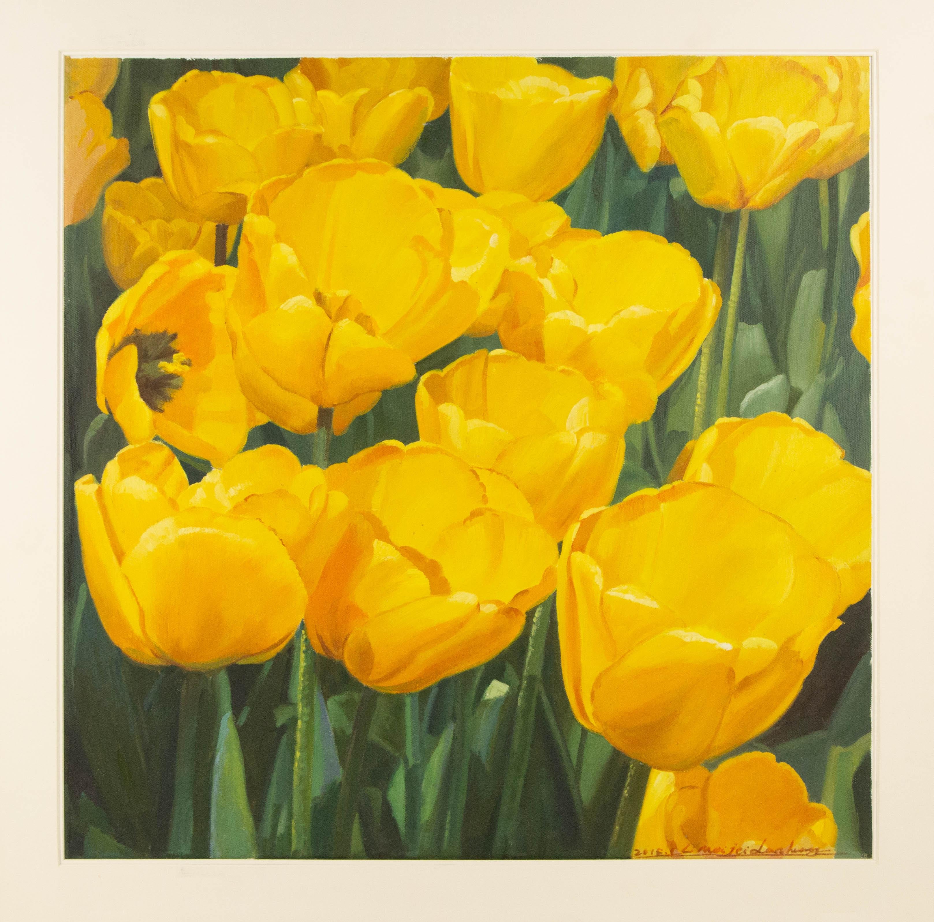 Hua Lian, geblümtes Original, Ölgemälde auf Leinwand, „Tulip“ im Angebot 7